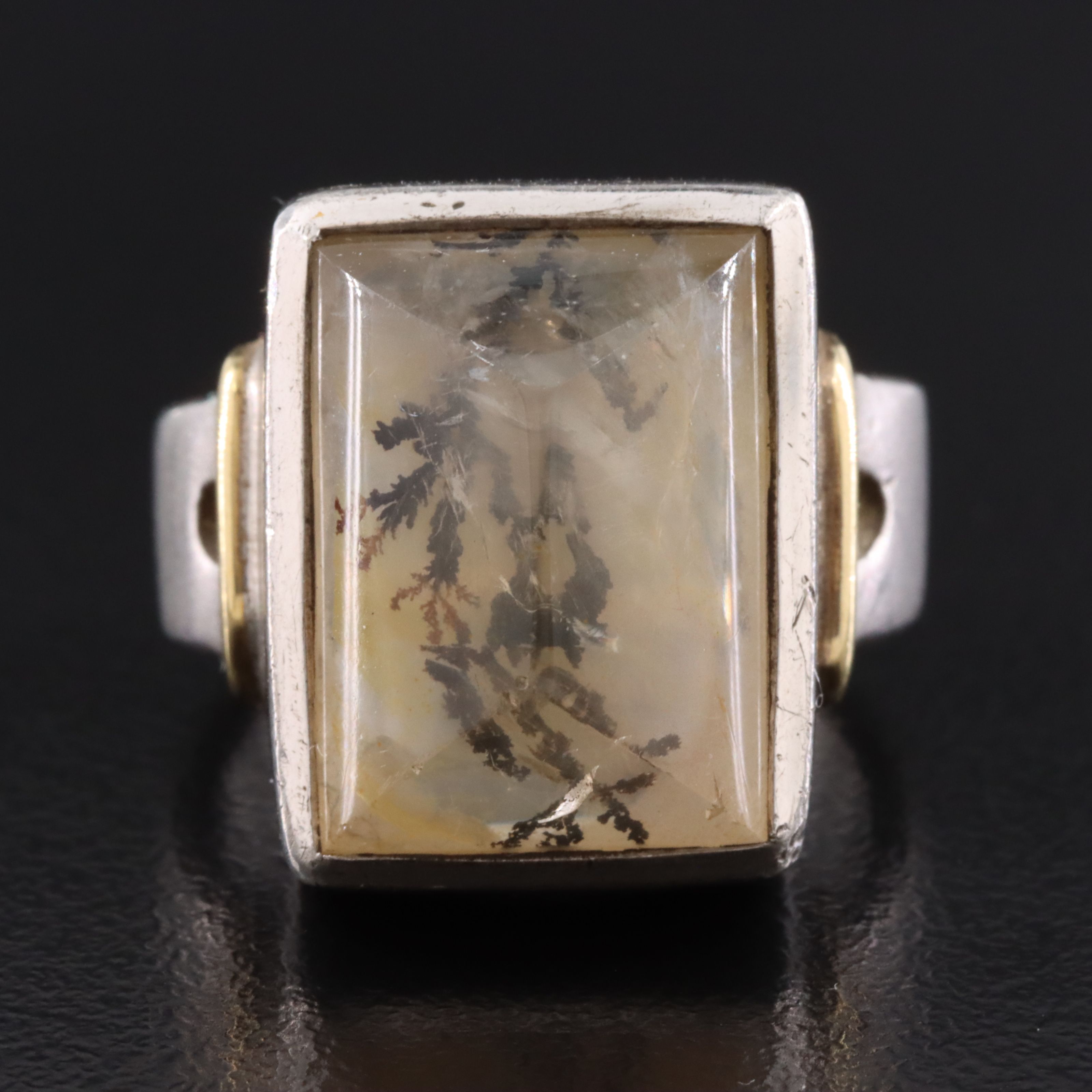 Studio Style Sterling Agate Ring with 18K Accents