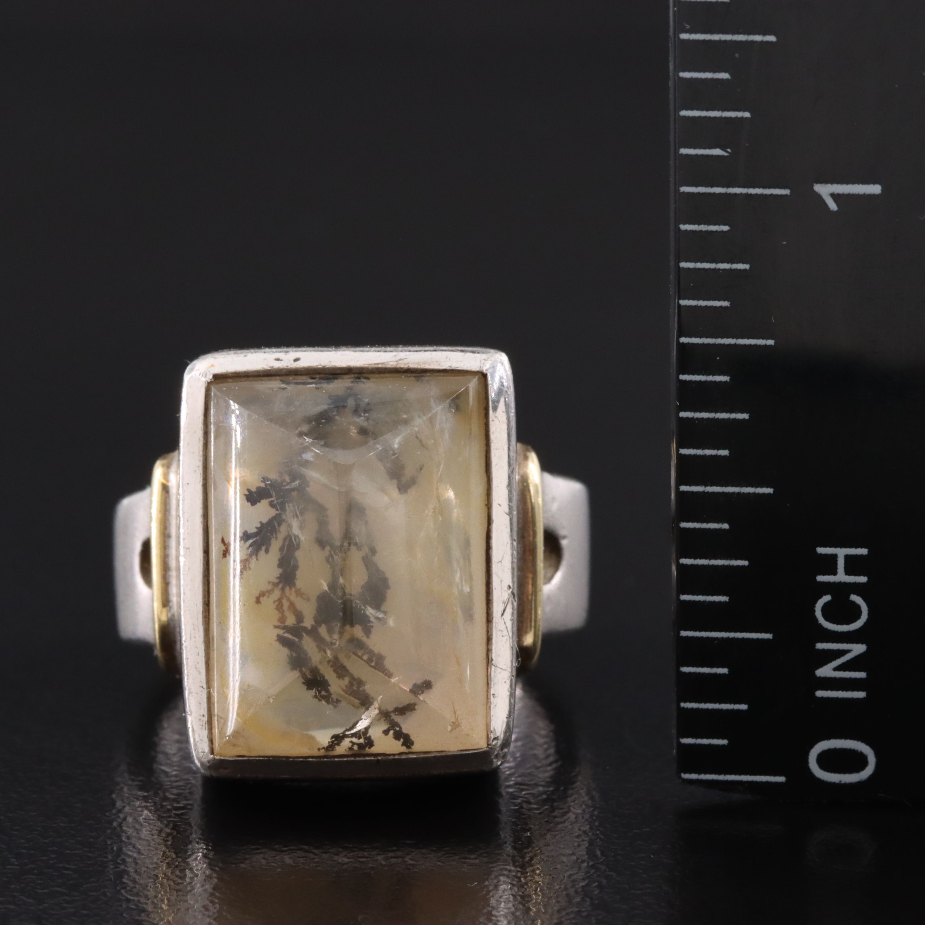 Studio Style Sterling Agate Ring with 18K Accents