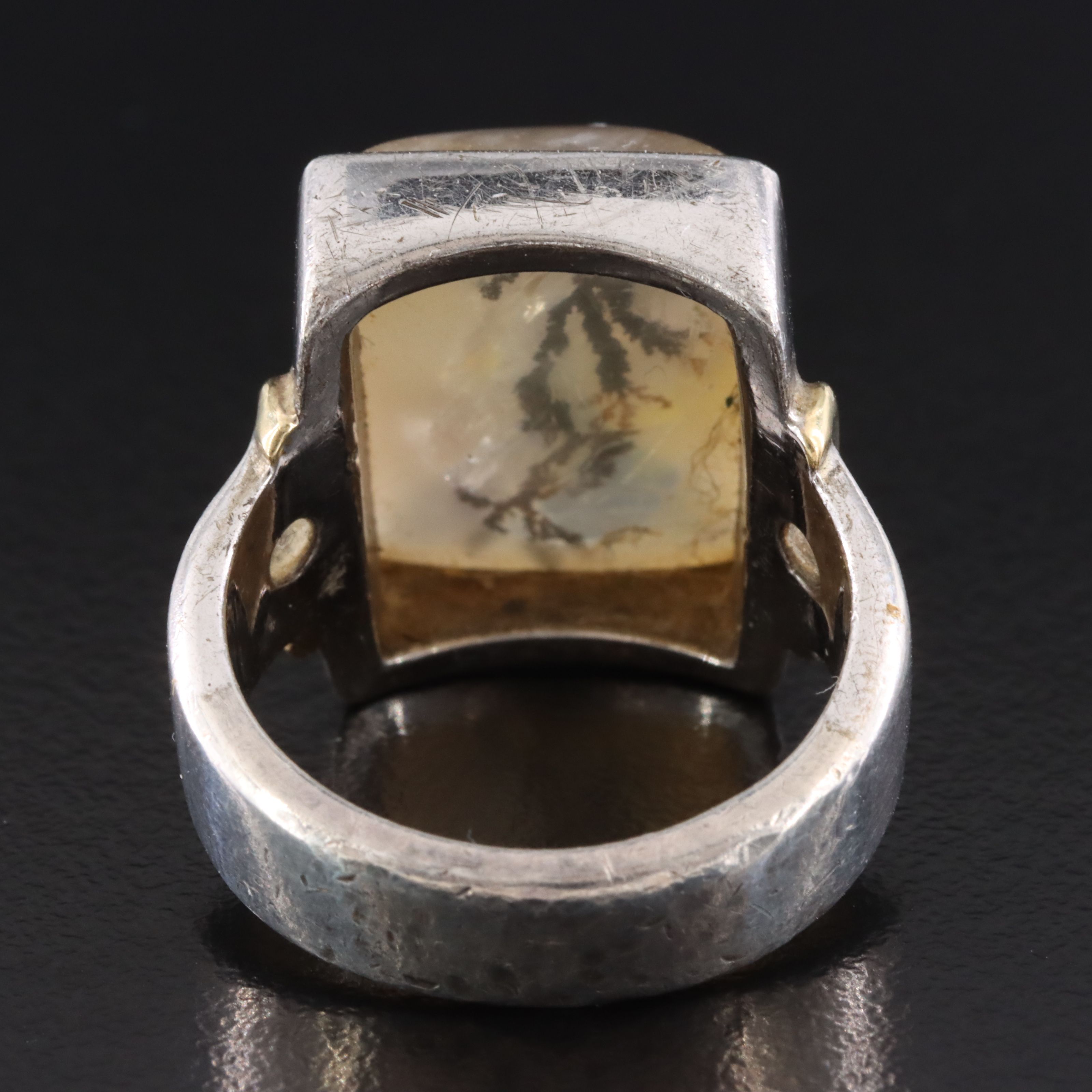 Studio Style Sterling Agate Ring with 18K Accents