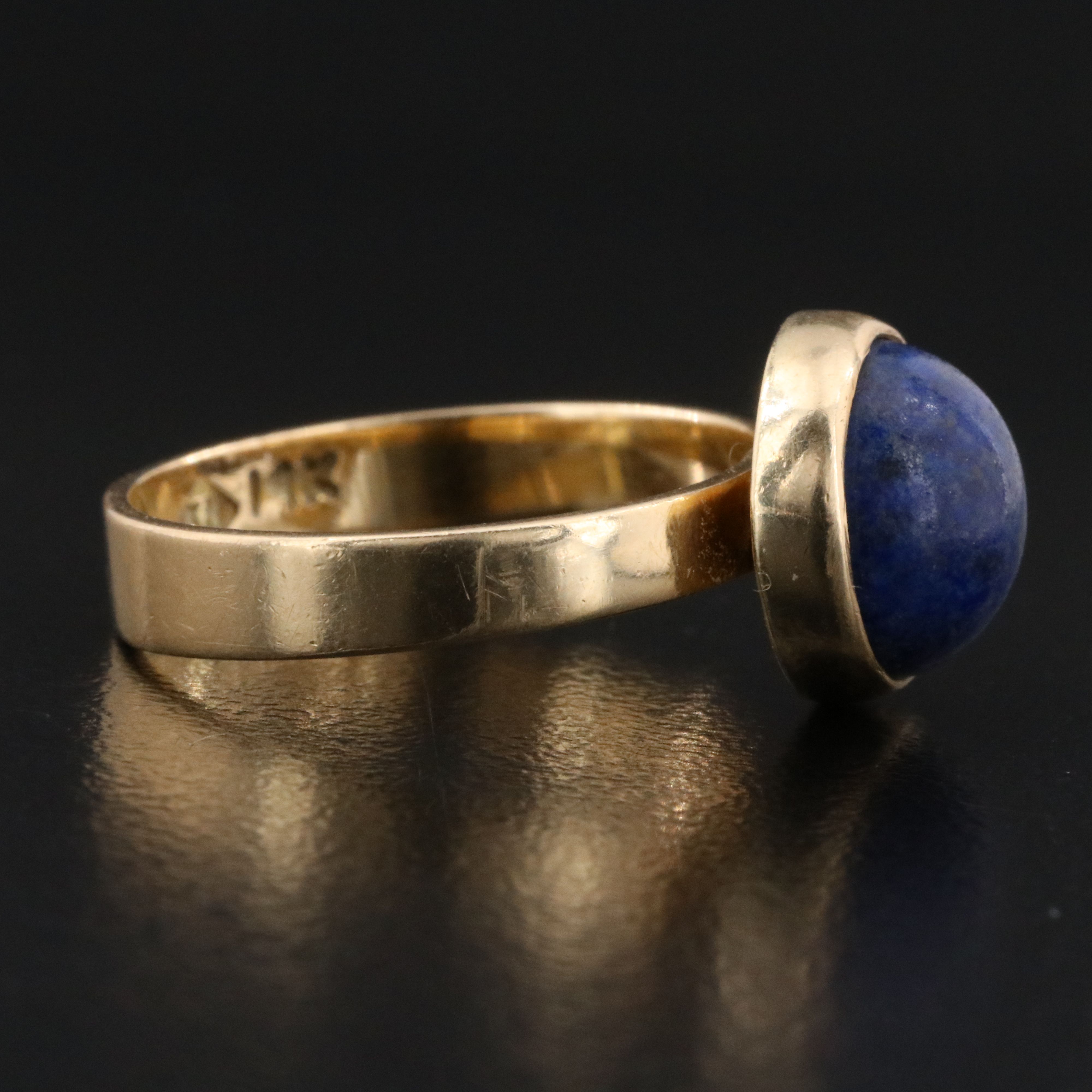14K Lapis Lazuli Solitaire Ring