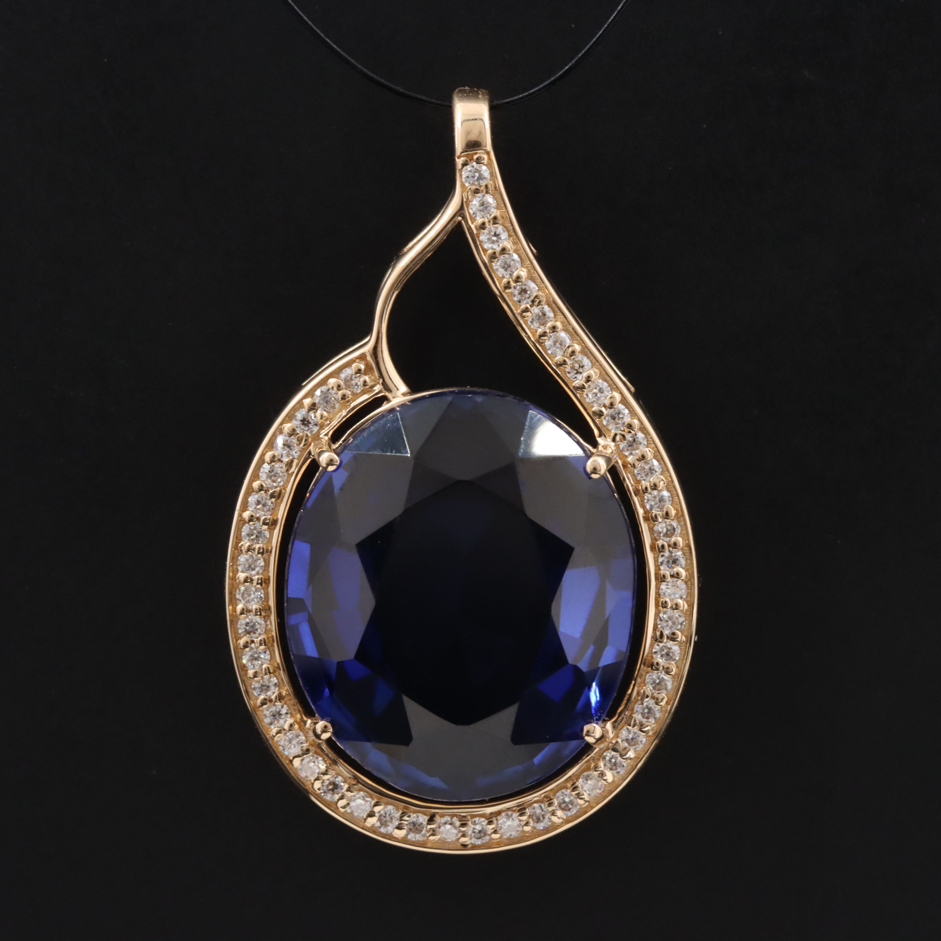 14K 7.50 CT Sapphire and Moissanite Pendant