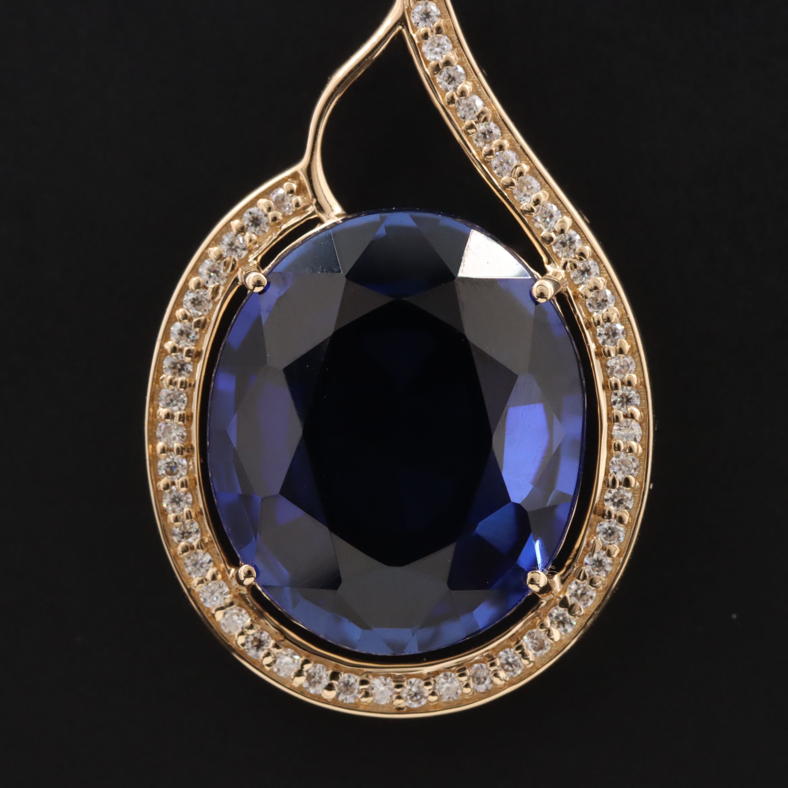14K 7.50 CT Sapphire and Moissanite Pendant