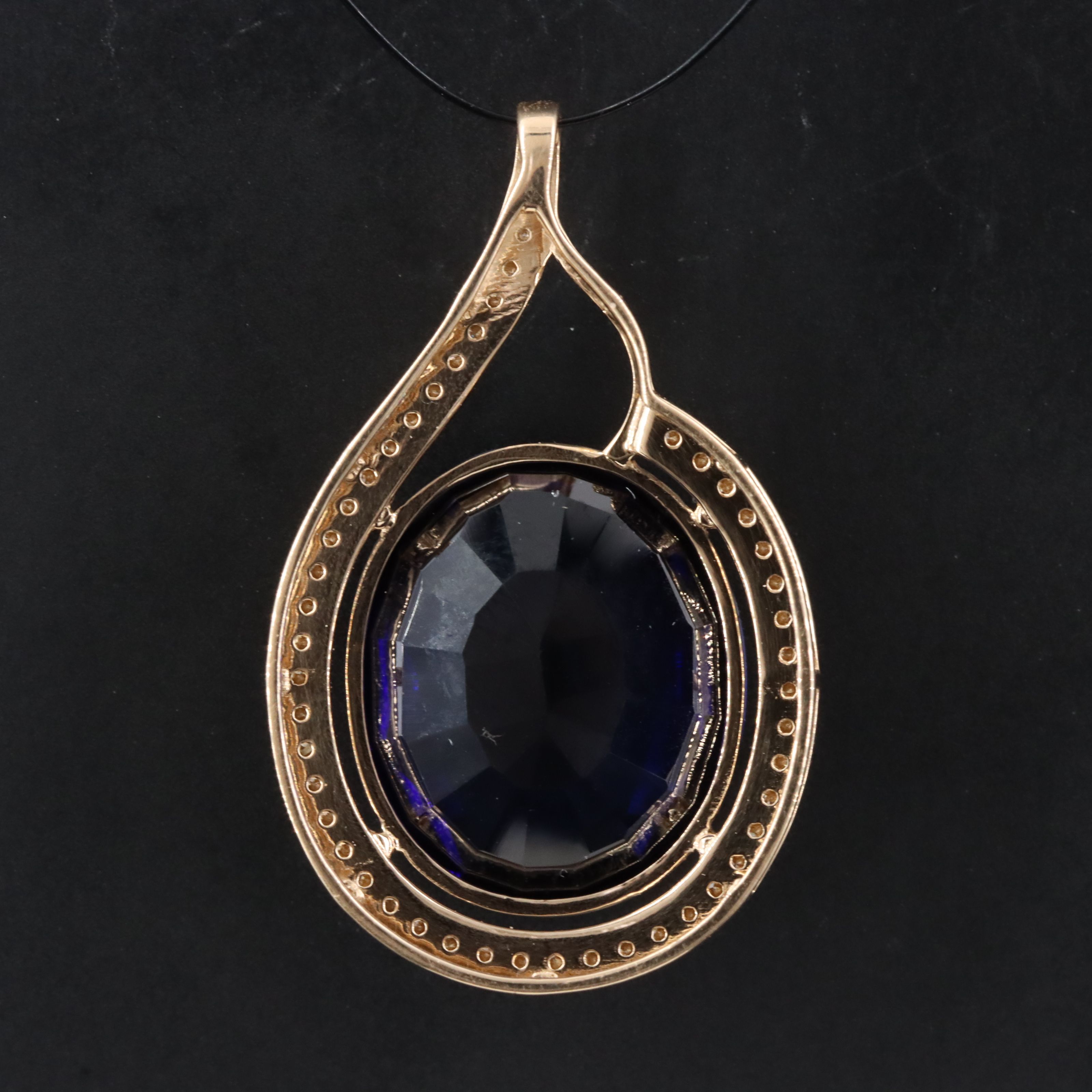 14K 7.50 CT Sapphire and Moissanite Pendant