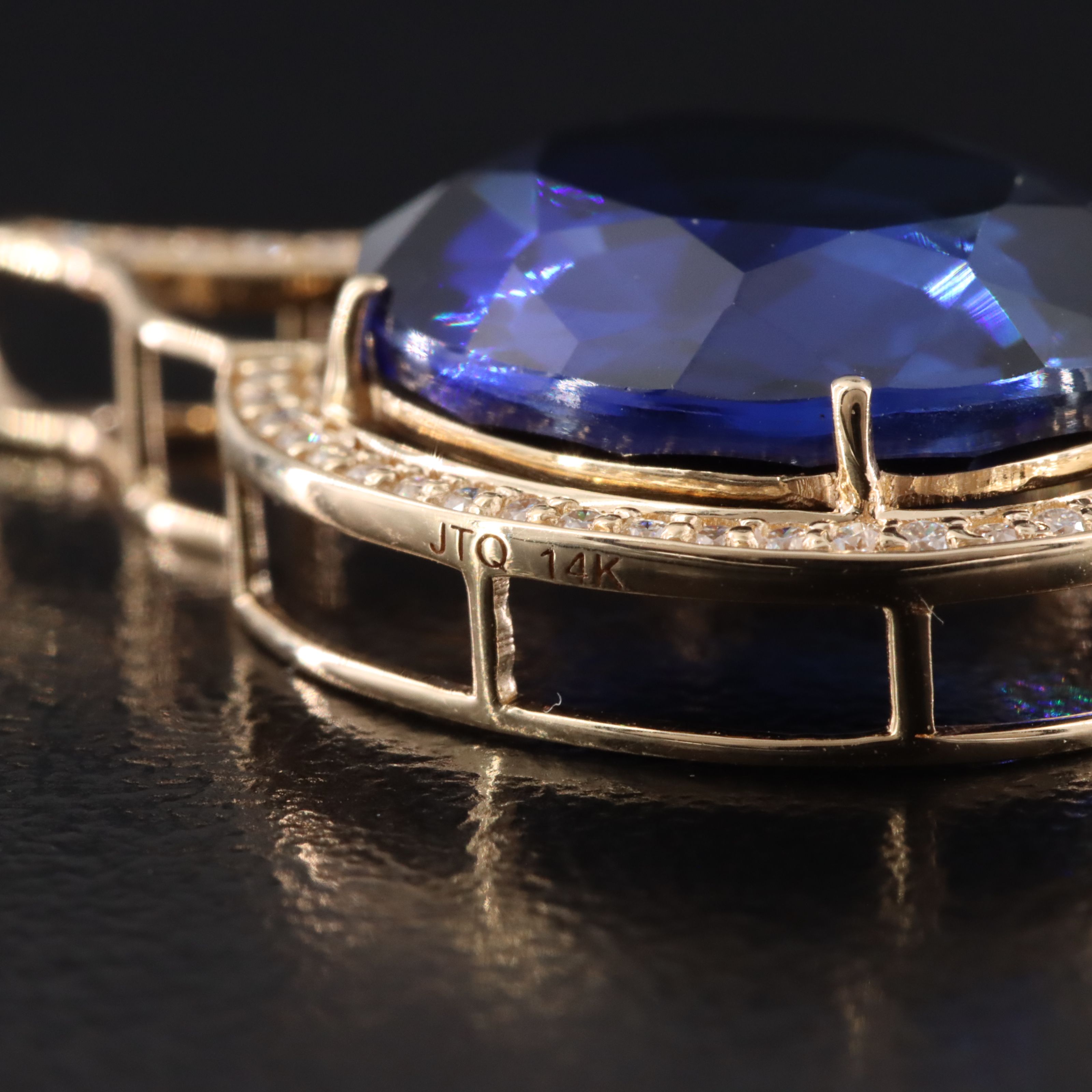 14K 7.50 CT Sapphire and Moissanite Pendant