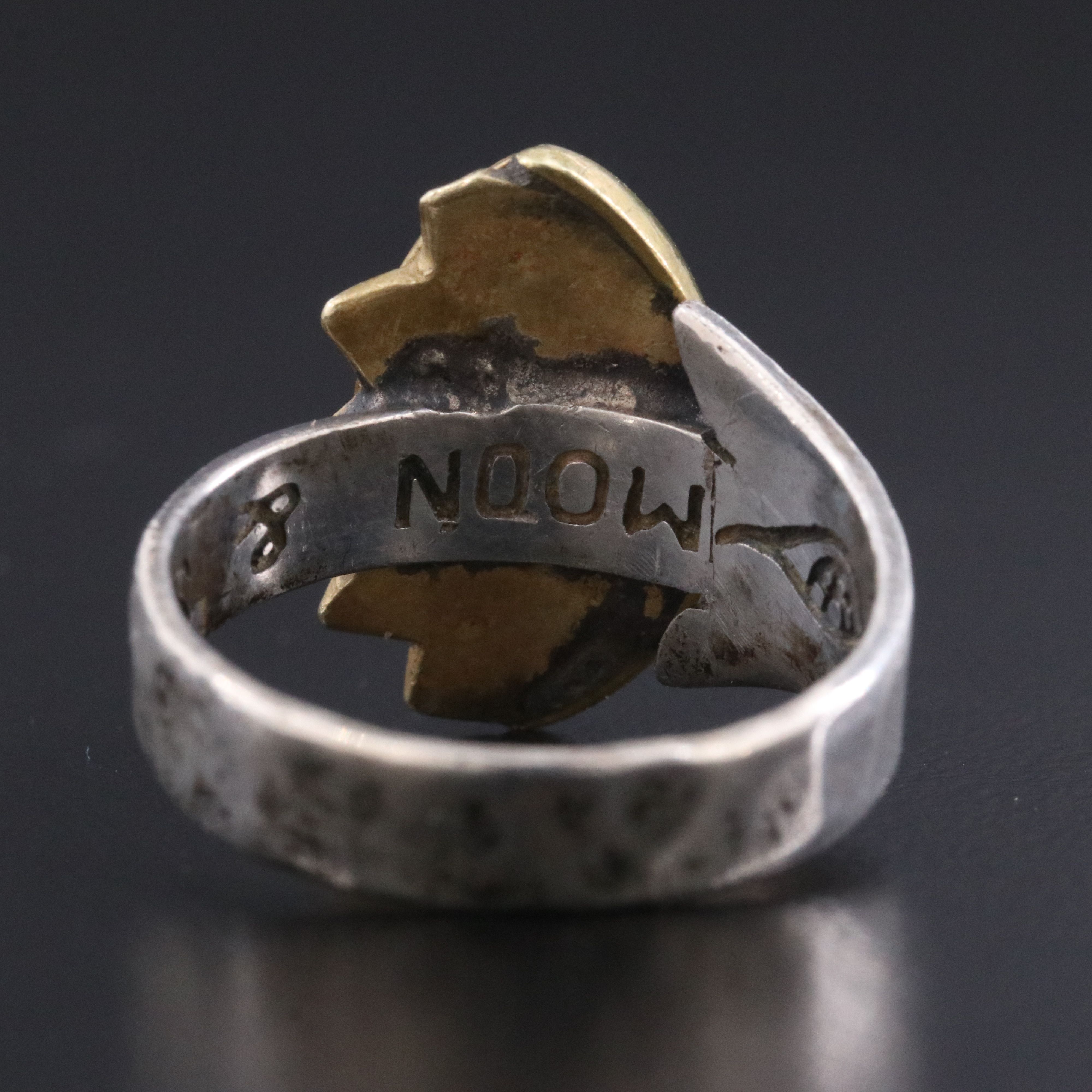 Sterling Labradorite Sun and Moon Ring with Brass Accent