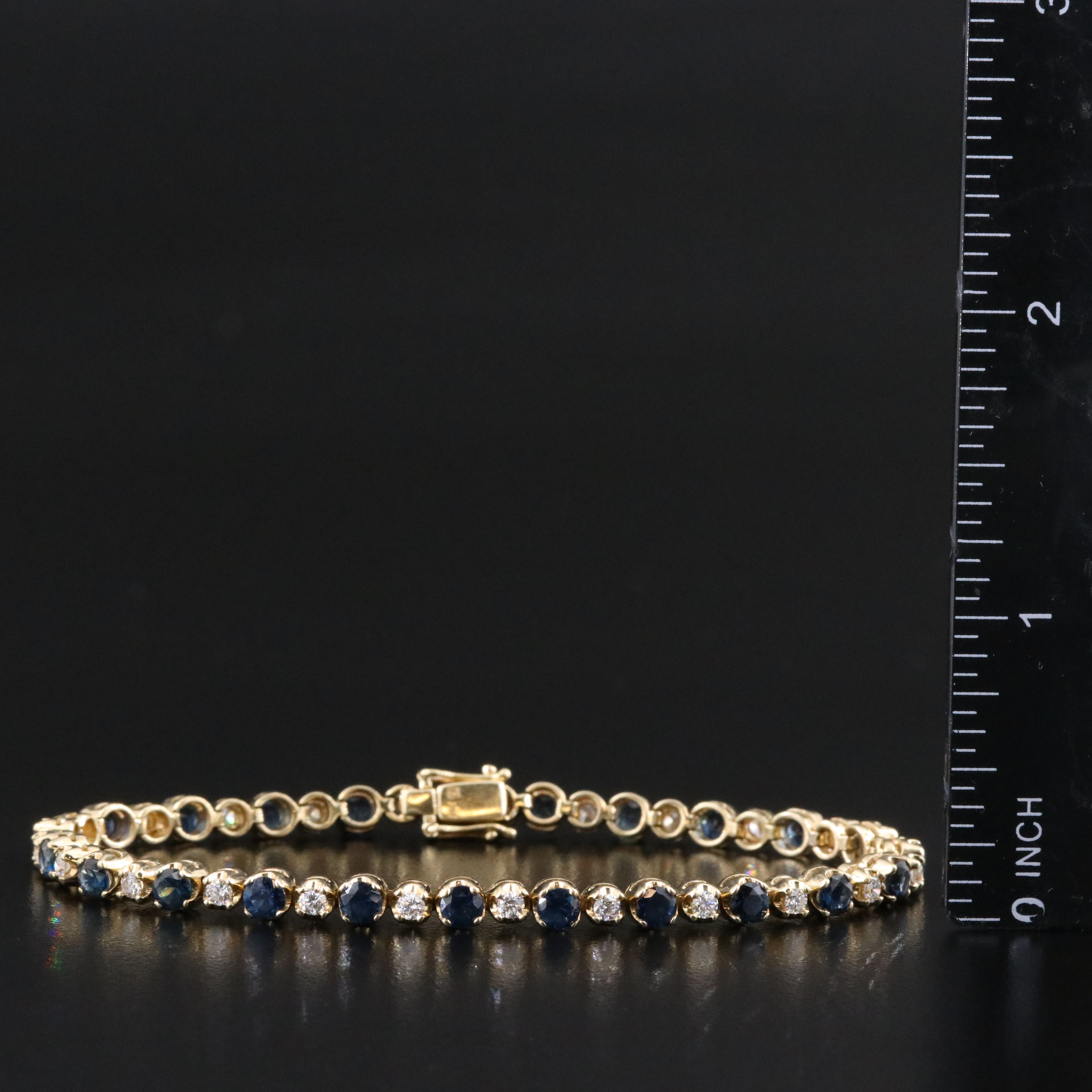 14K Sapphire and Diamond Alternating Line Bracelet