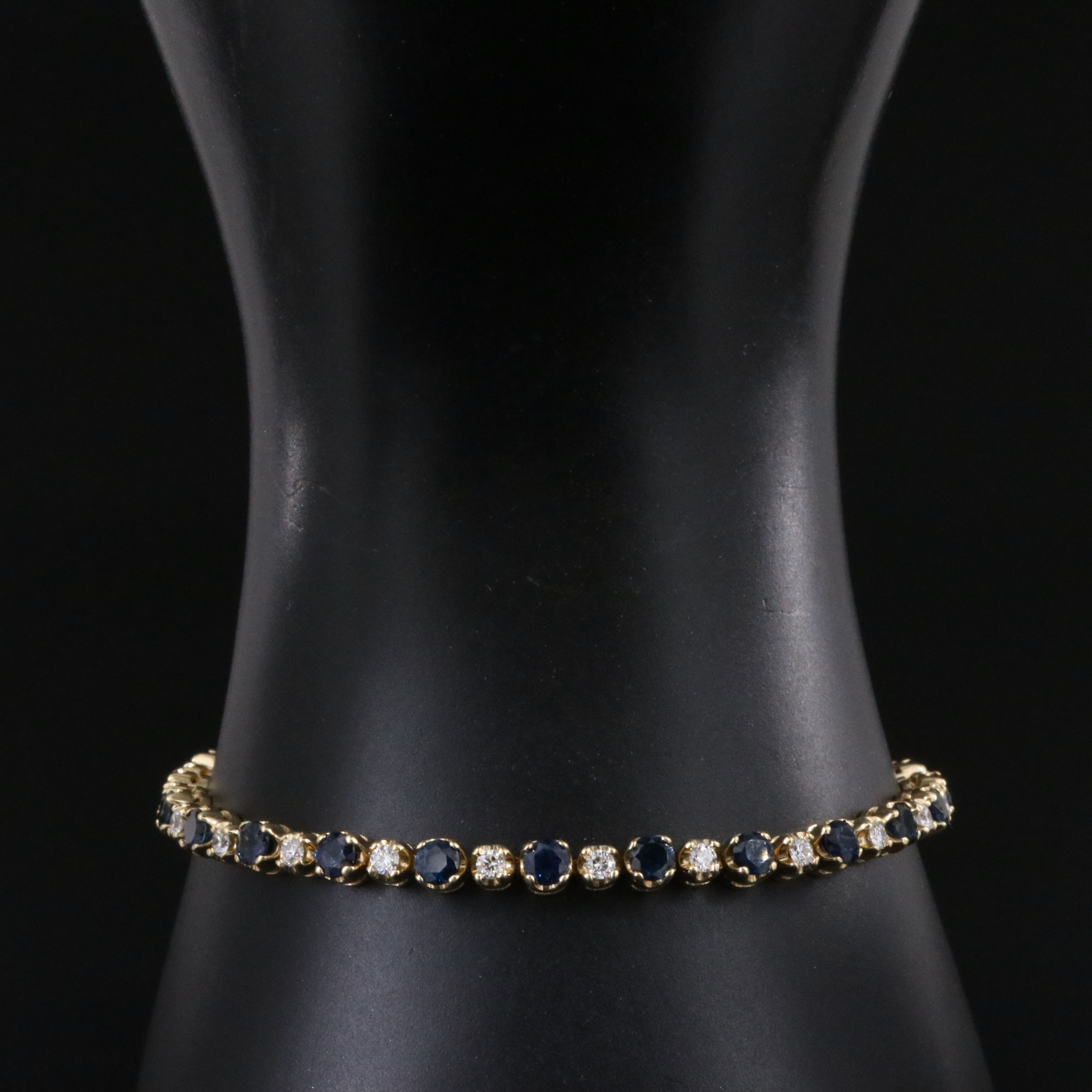 14K Sapphire and Diamond Alternating Line Bracelet