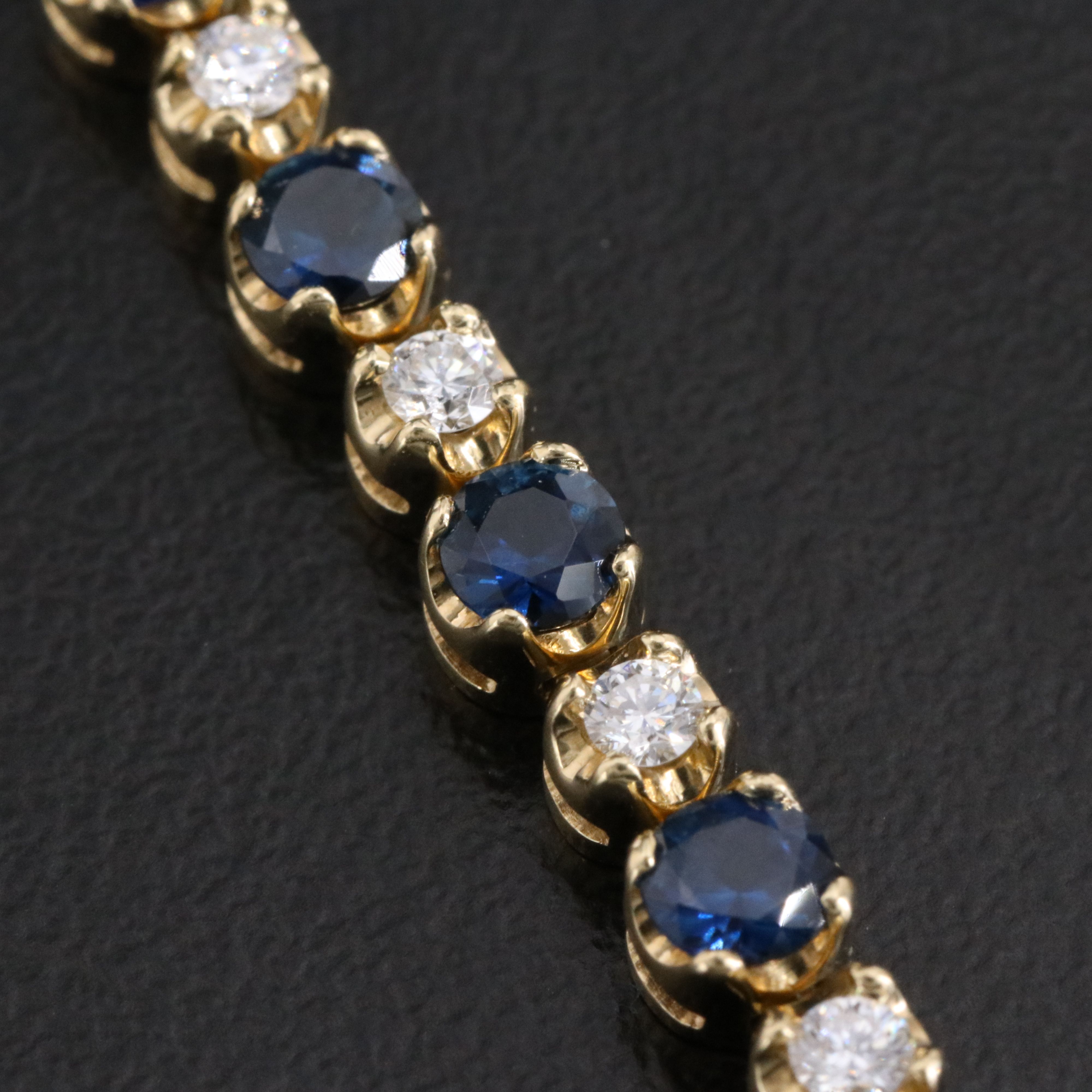 14K Sapphire and Diamond Alternating Line Bracelet