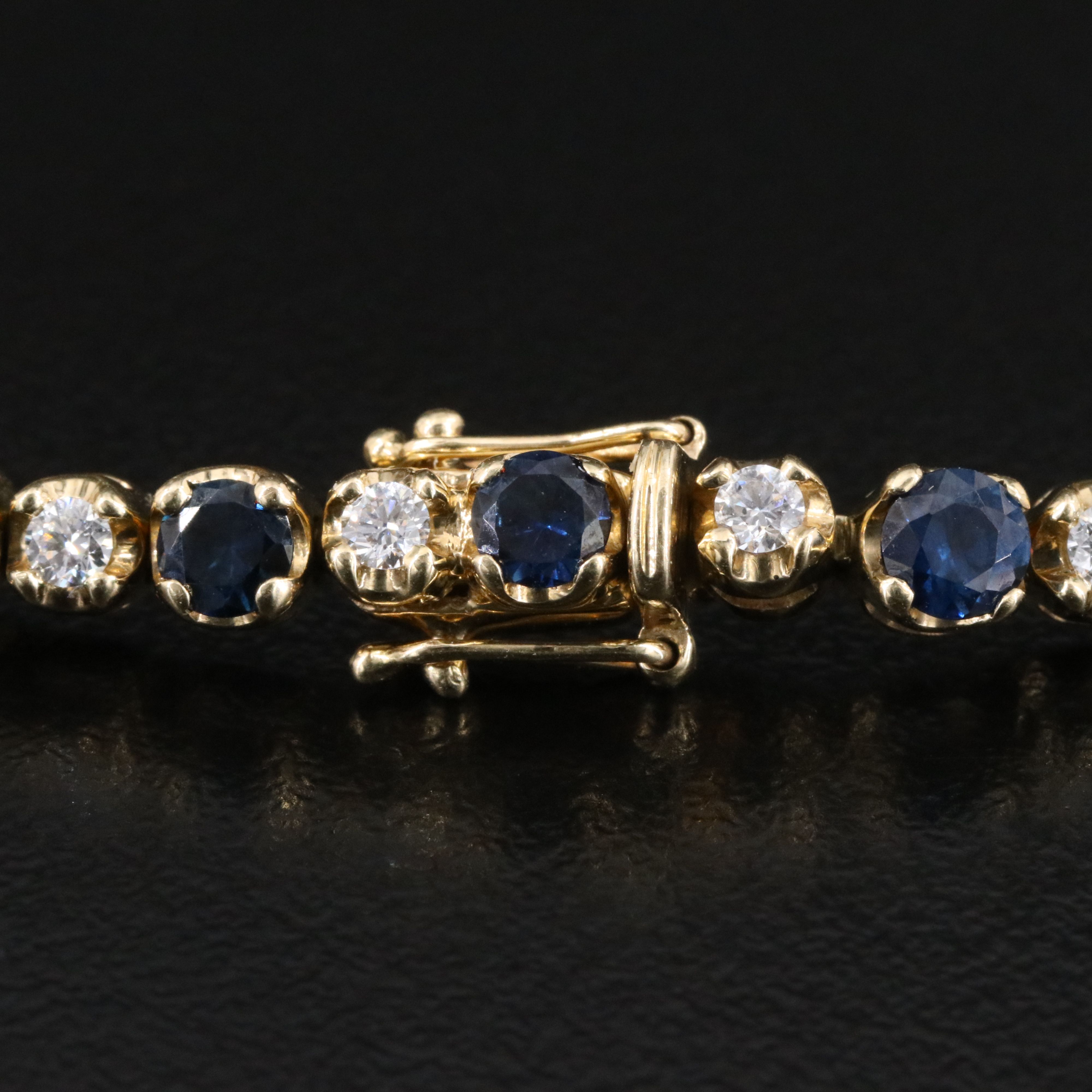 14K Sapphire and Diamond Alternating Line Bracelet