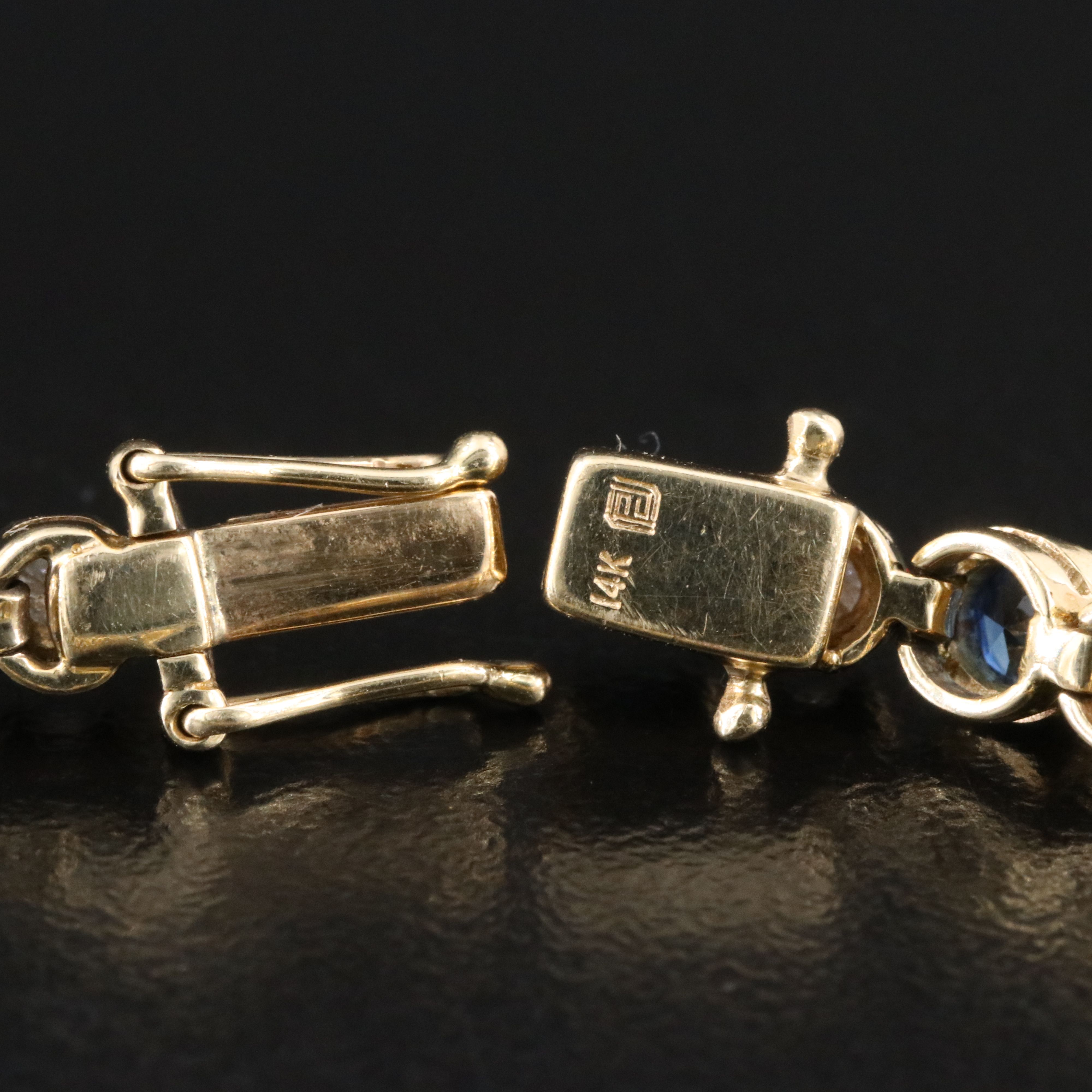 14K Sapphire and Diamond Alternating Line Bracelet