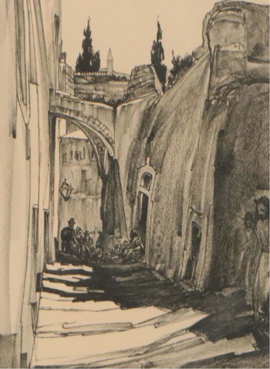 Saul Raskin Lithograph "Last Street to the Wall," 20th Century