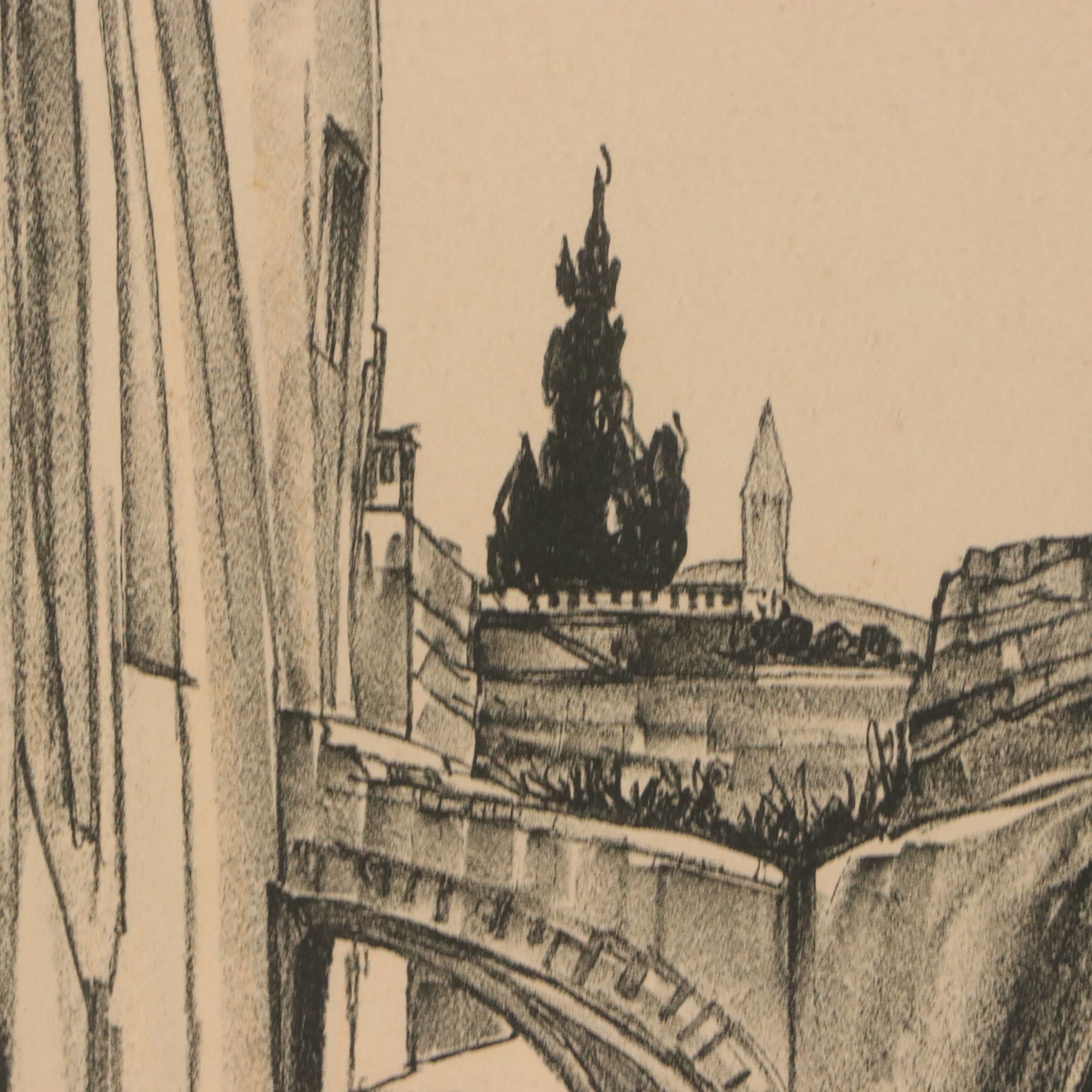 Saul Raskin Lithograph "Last Street to the Wall," 20th Century