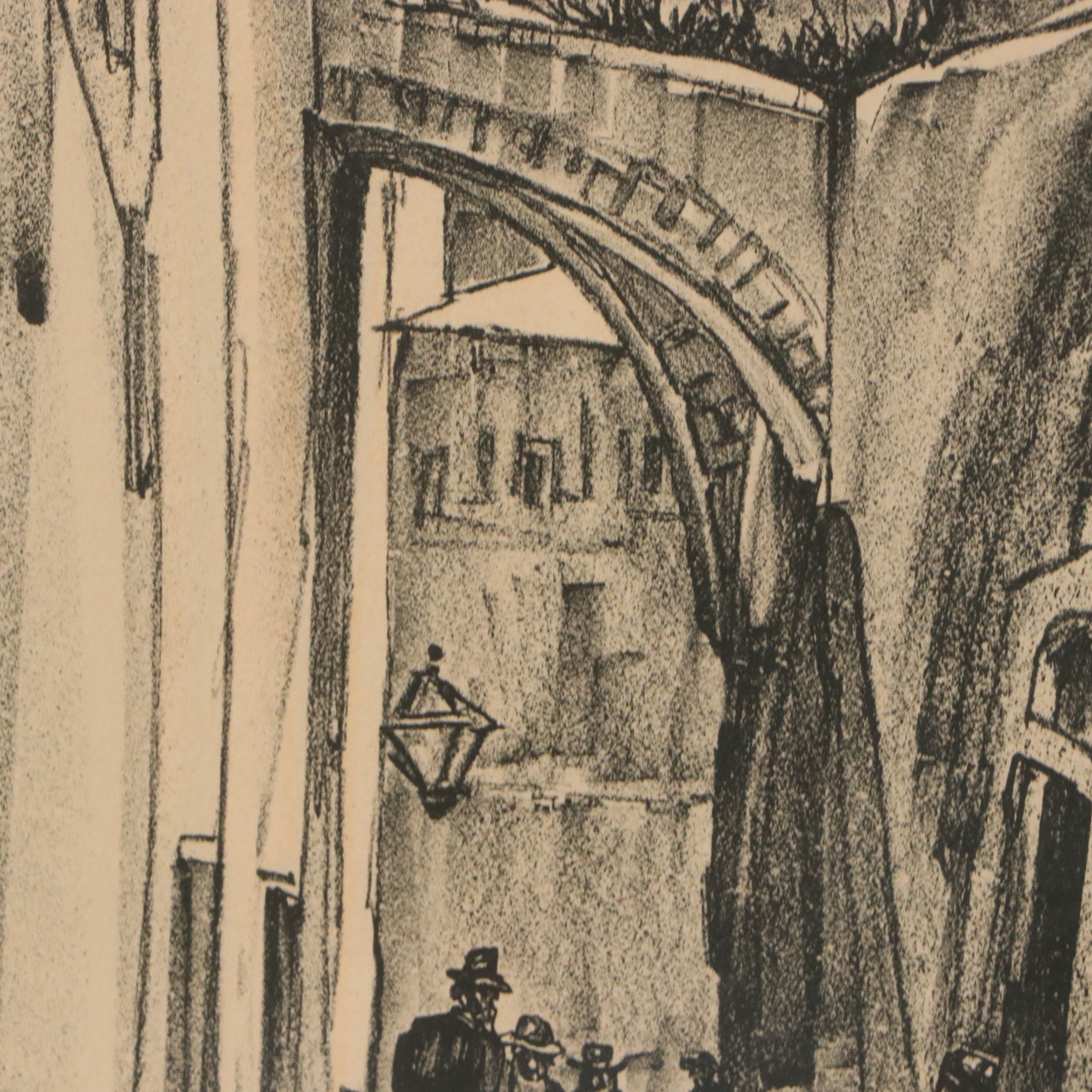 Saul Raskin Lithograph "Last Street to the Wall," 20th Century