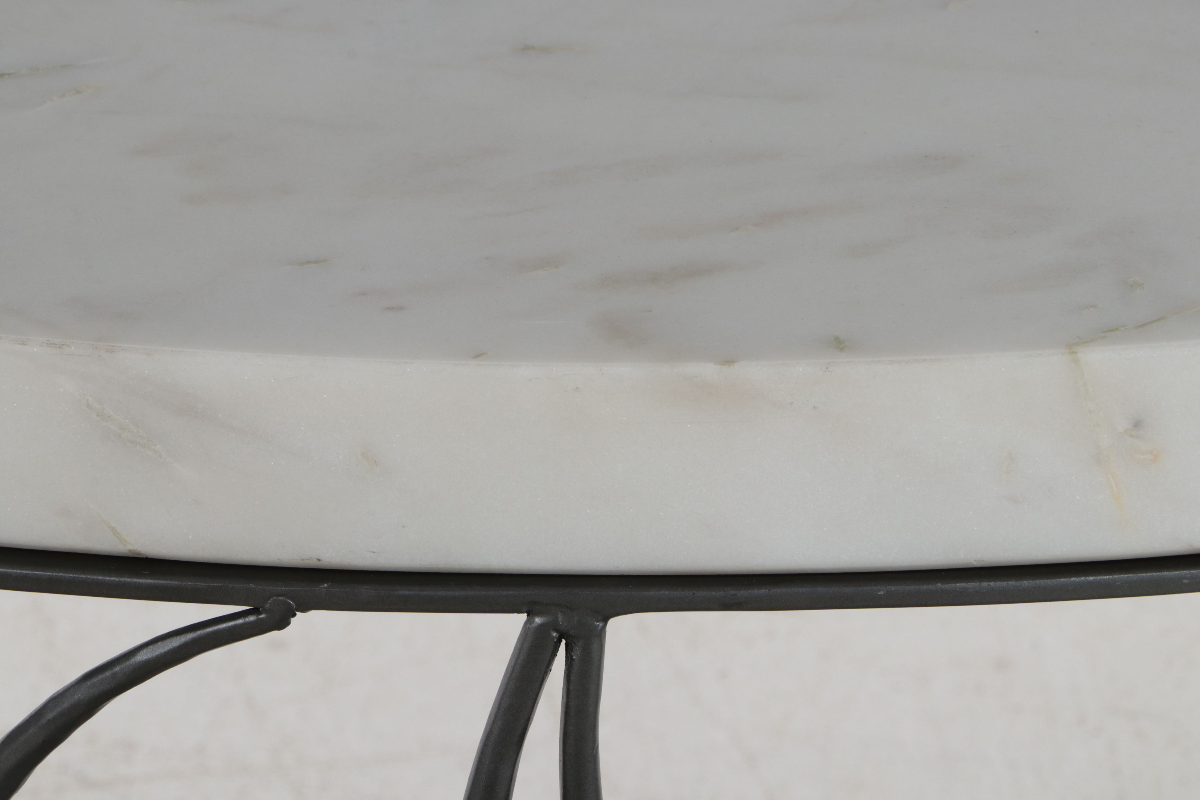 Contemporary Marble-Top Branch-Form Demilune Console Table
