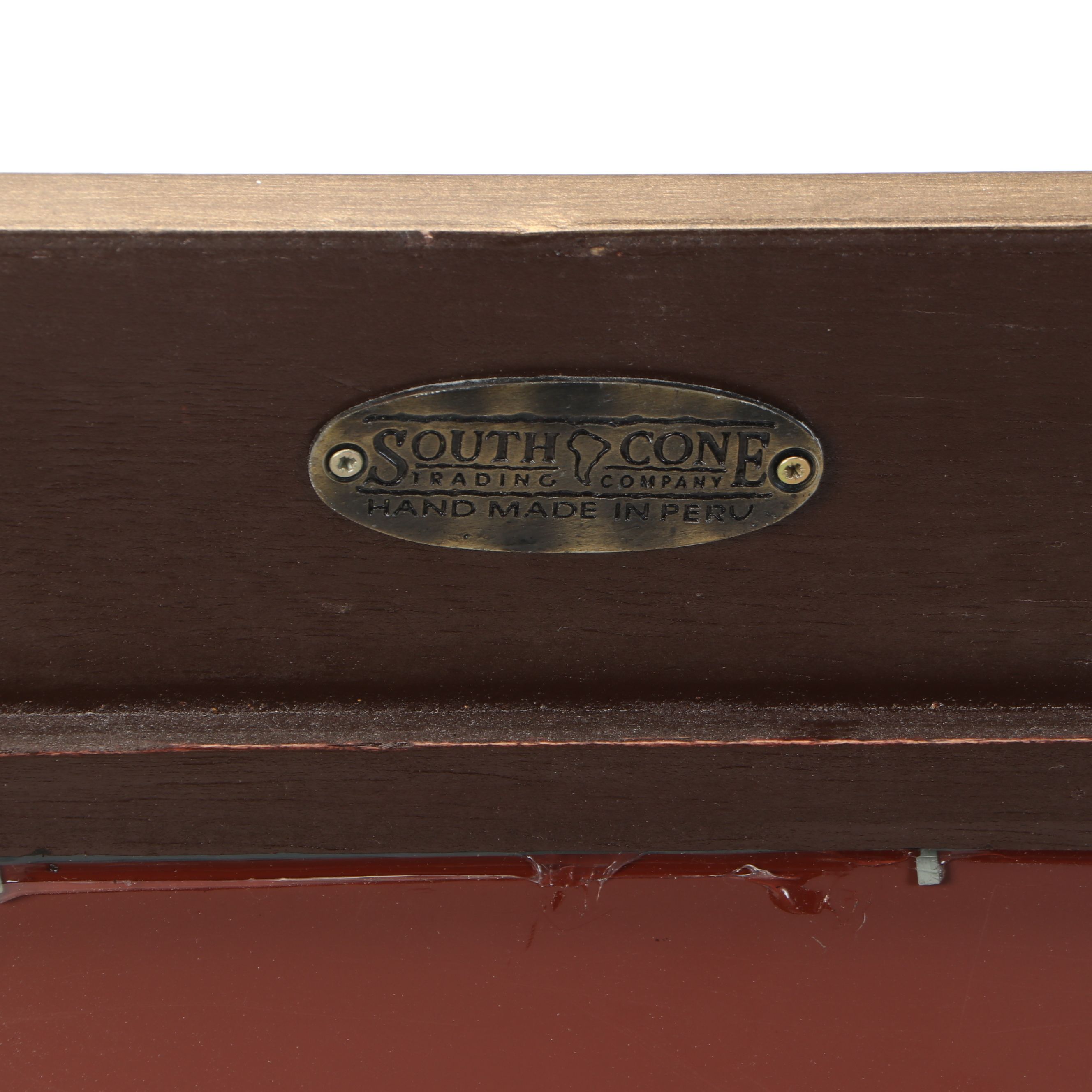 South Cone Peruvian Style Reverse Painted Glass Frame Rectangular Wall Mirror