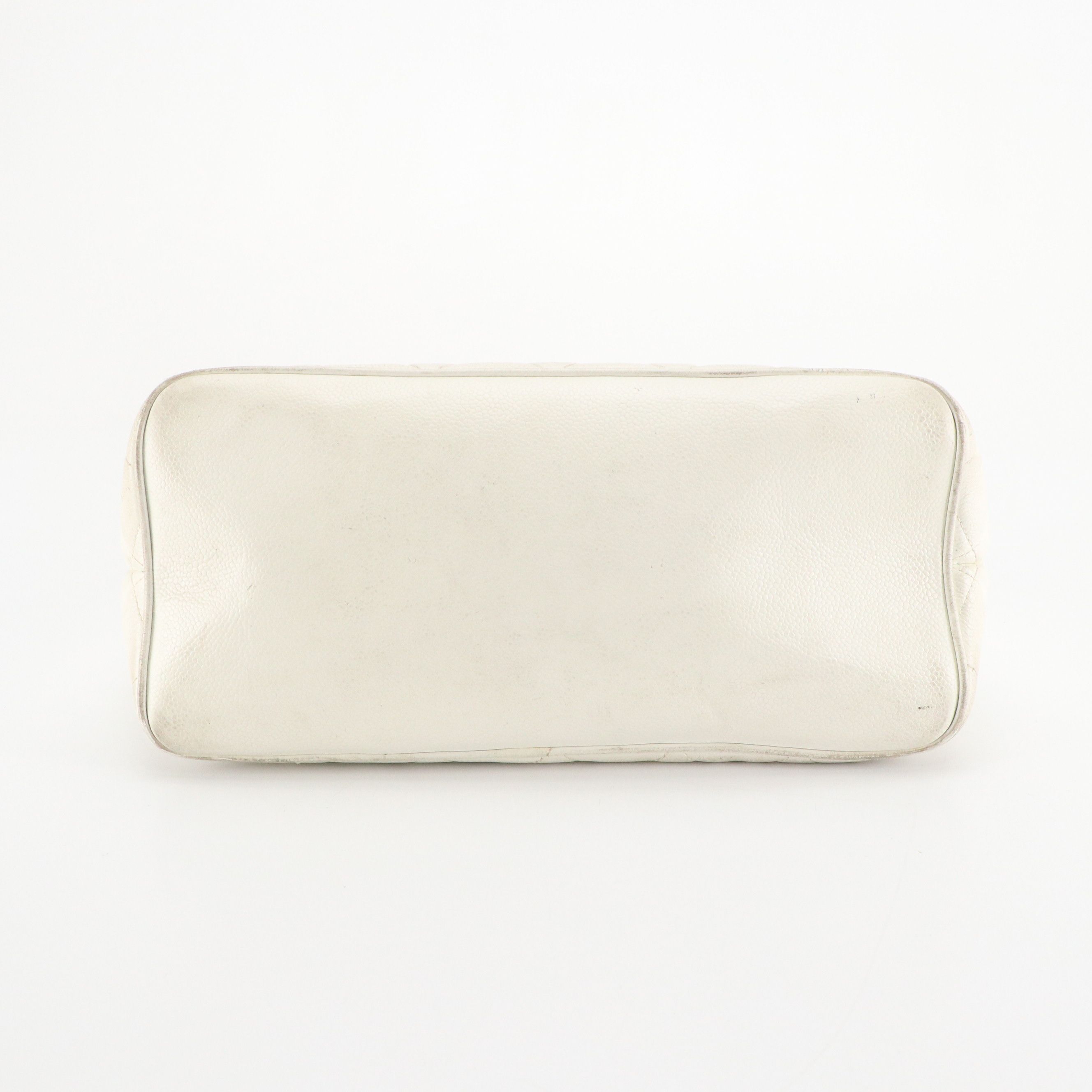 Chanel Medallion Zip Tote Bag in White Quilted Caviar Leather