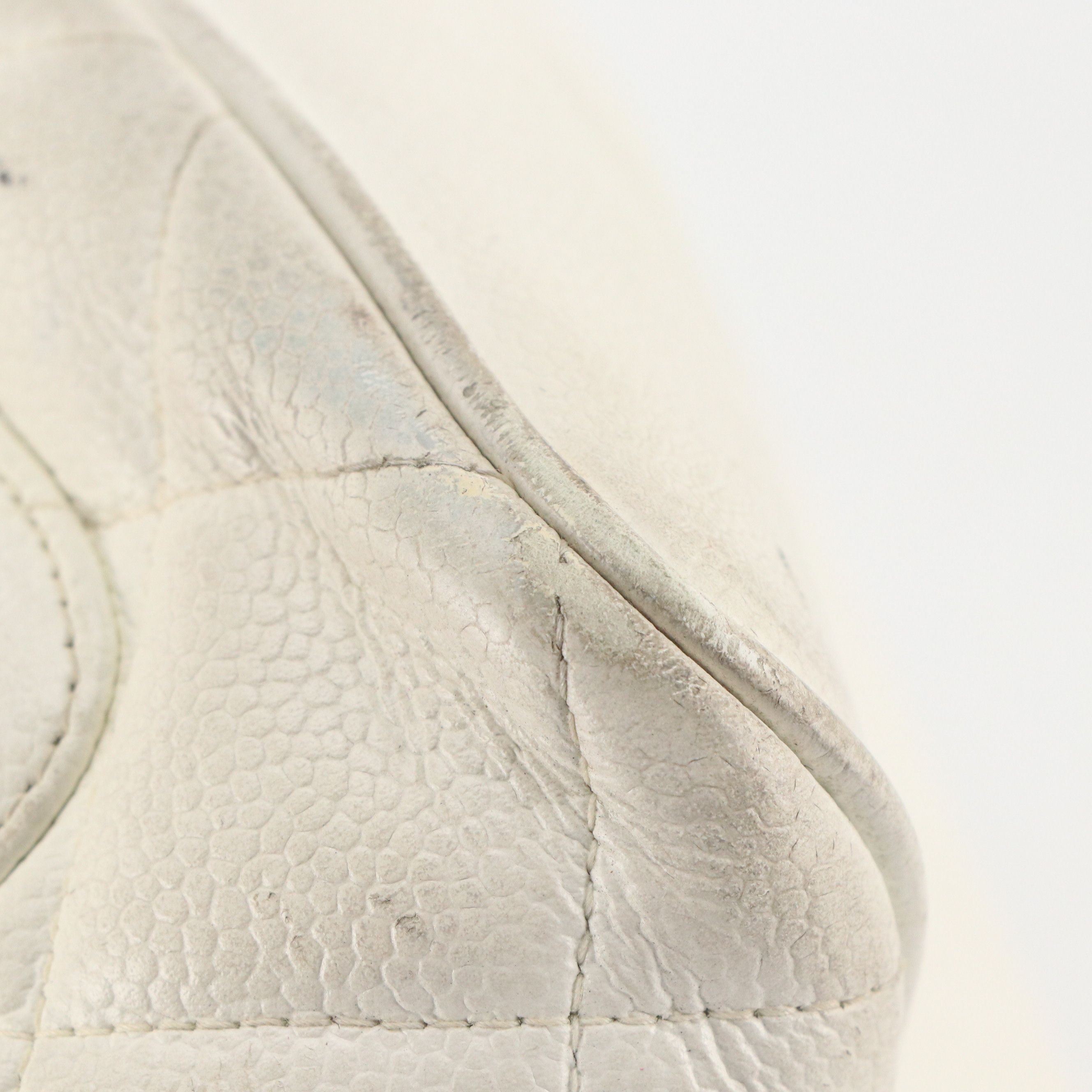 Chanel Medallion Zip Tote Bag in White Quilted Caviar Leather