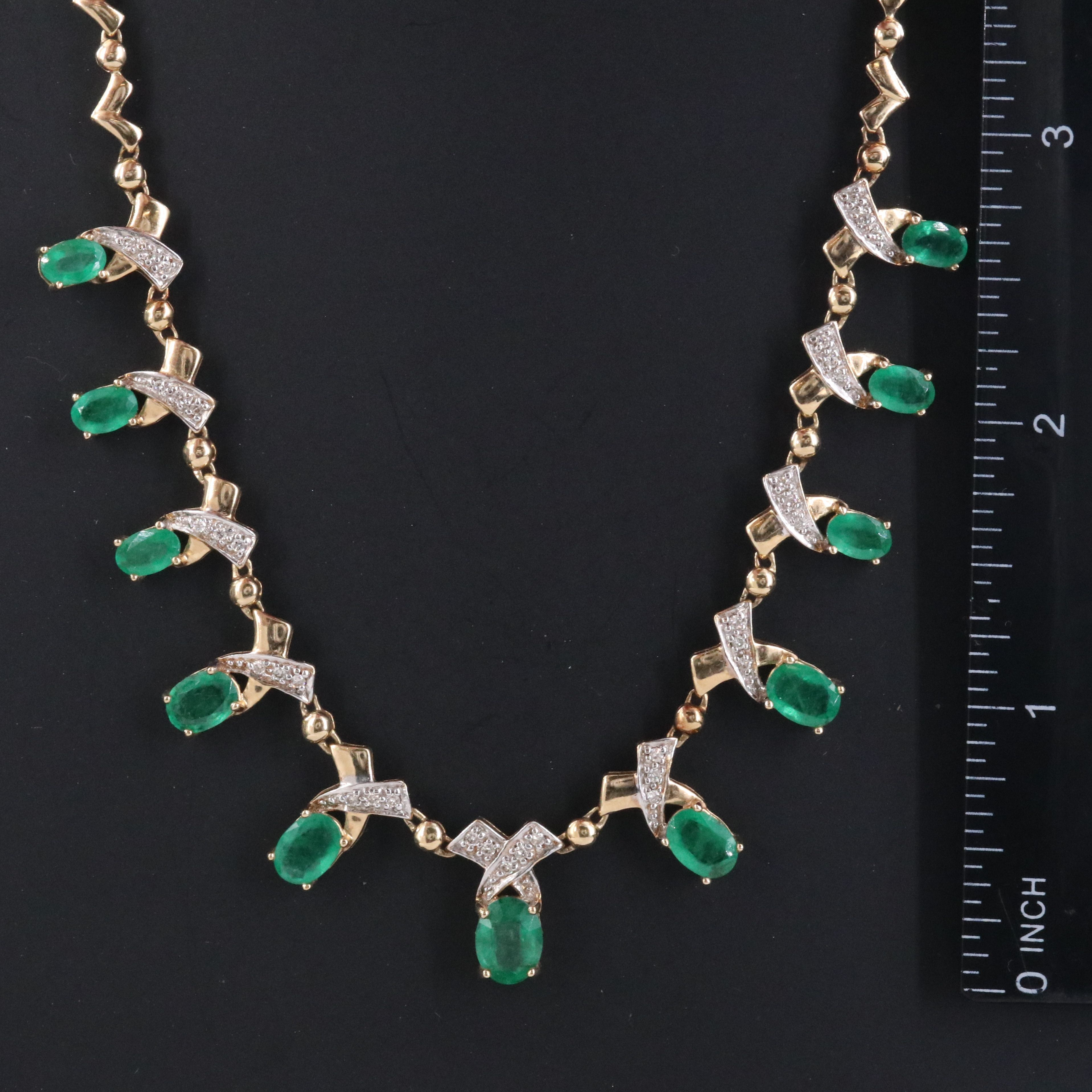 14K Emerald and Diamond Necklace