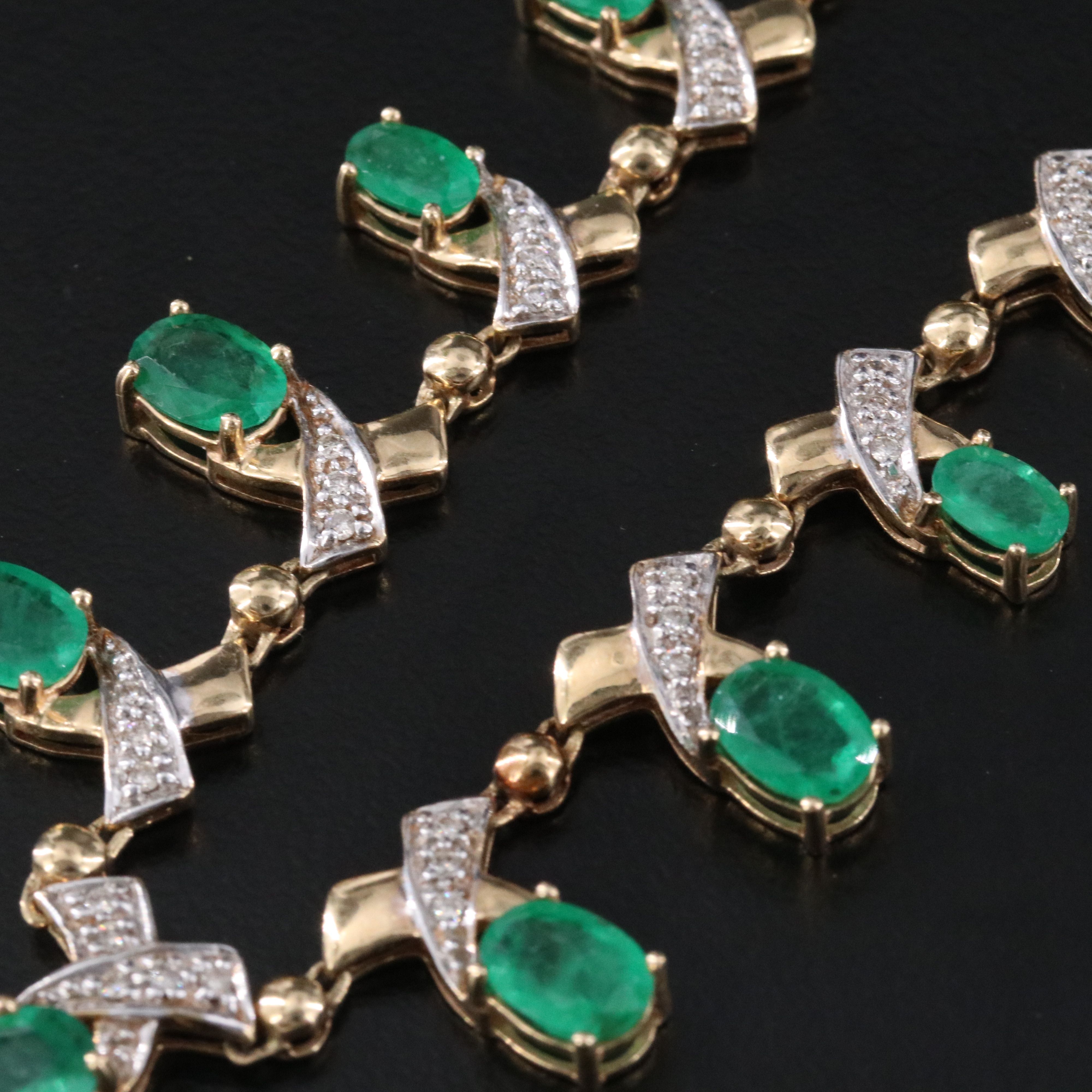 14K Emerald and Diamond Necklace