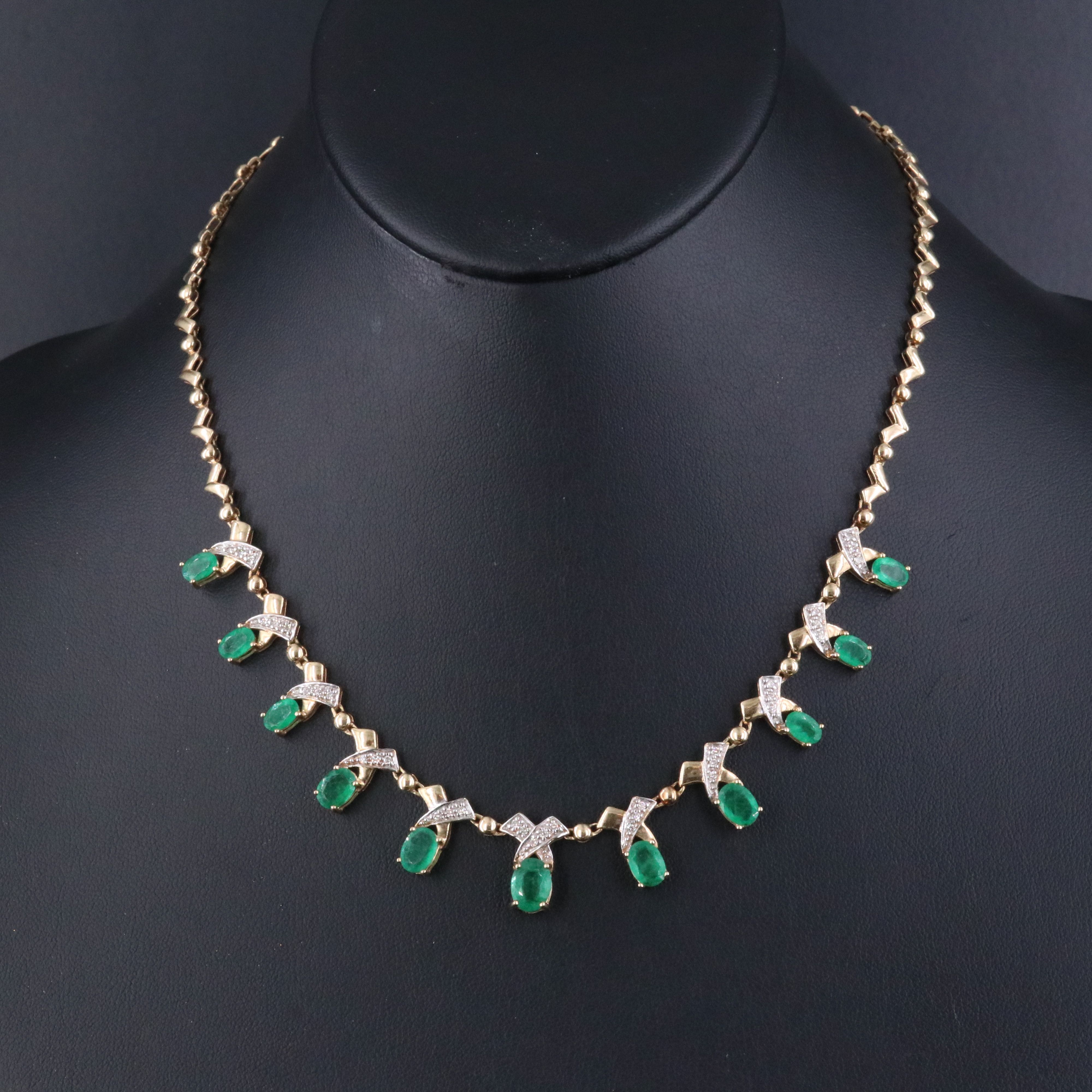 14K Emerald and Diamond Necklace