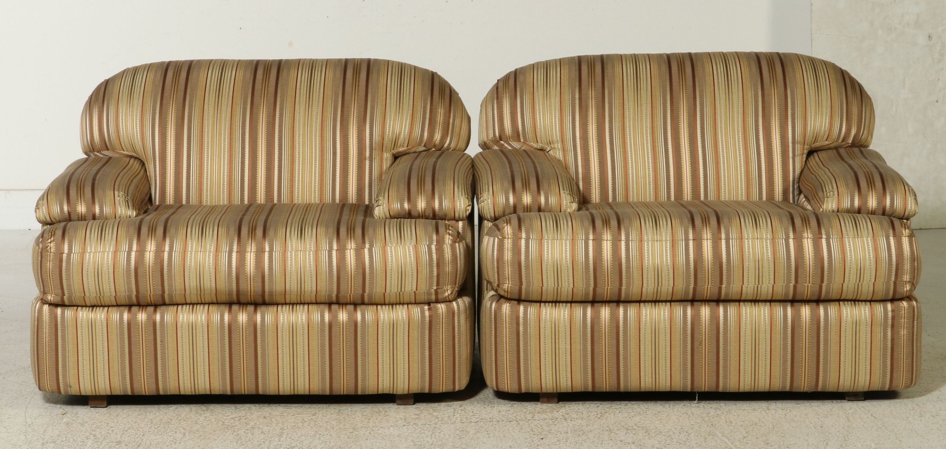 Pair of Bernhardt Striped Upholstered Club Chairs