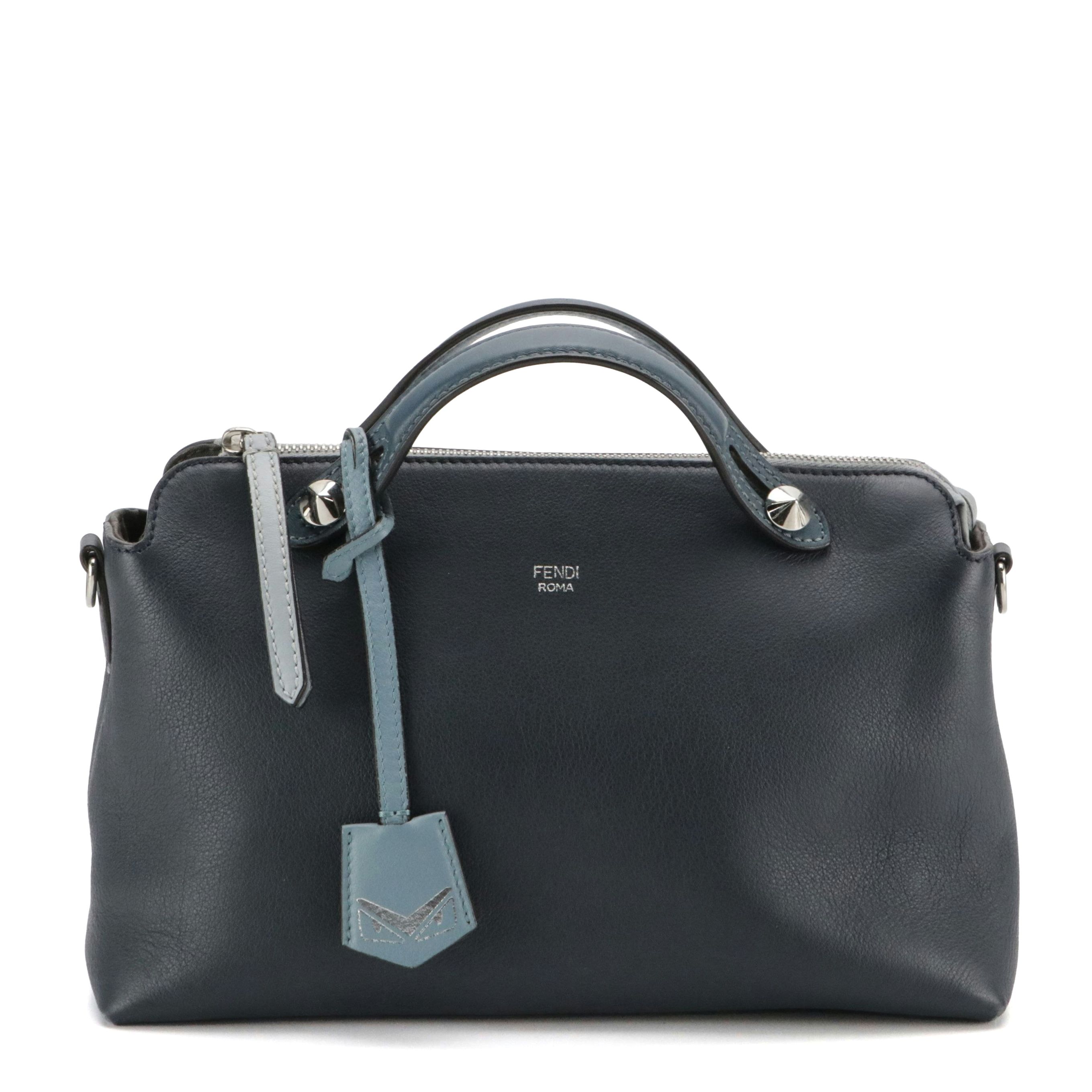 Fendi By The Way Two-Way Satchel in Tricolor Blue Calfskin Leather