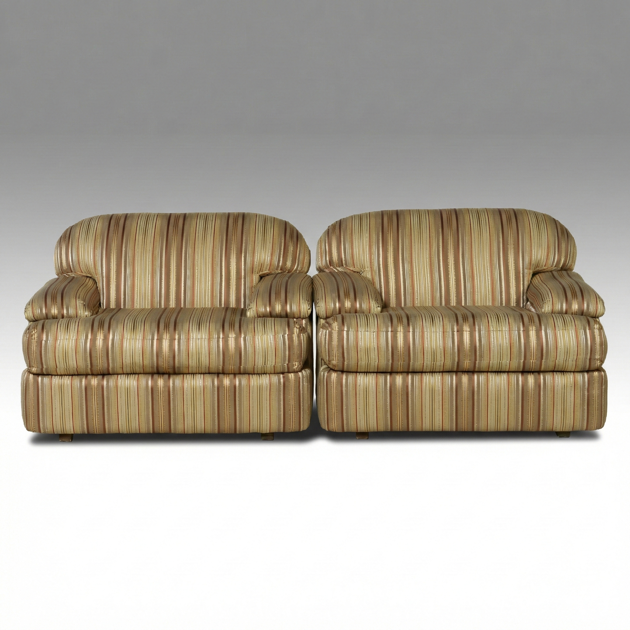 Pair of Bernhardt Striped Upholstered Club Chairs