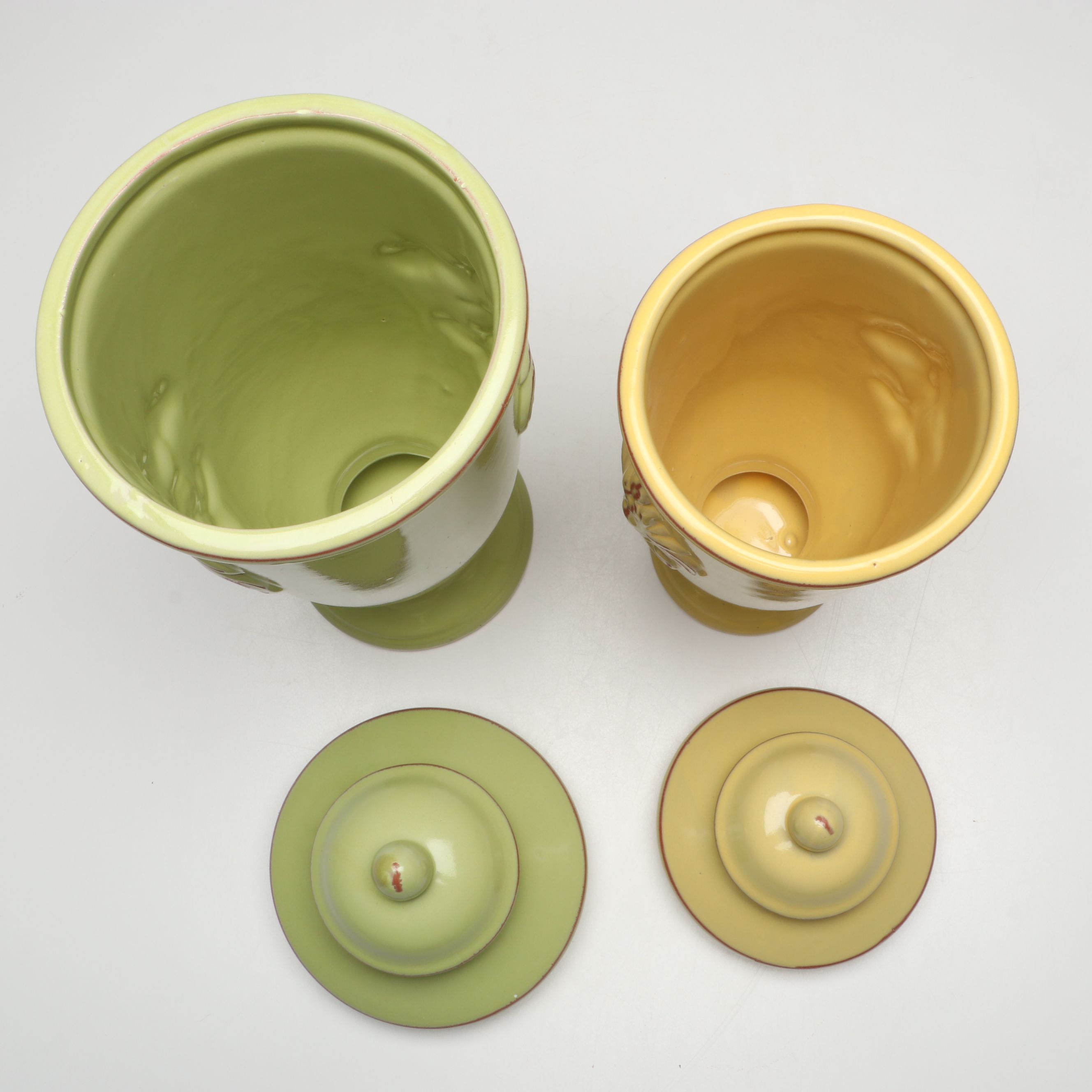 Three Hands Corp. Fleur-de-lis Ceramic Lidded Urns and Metal Umbrella Holder