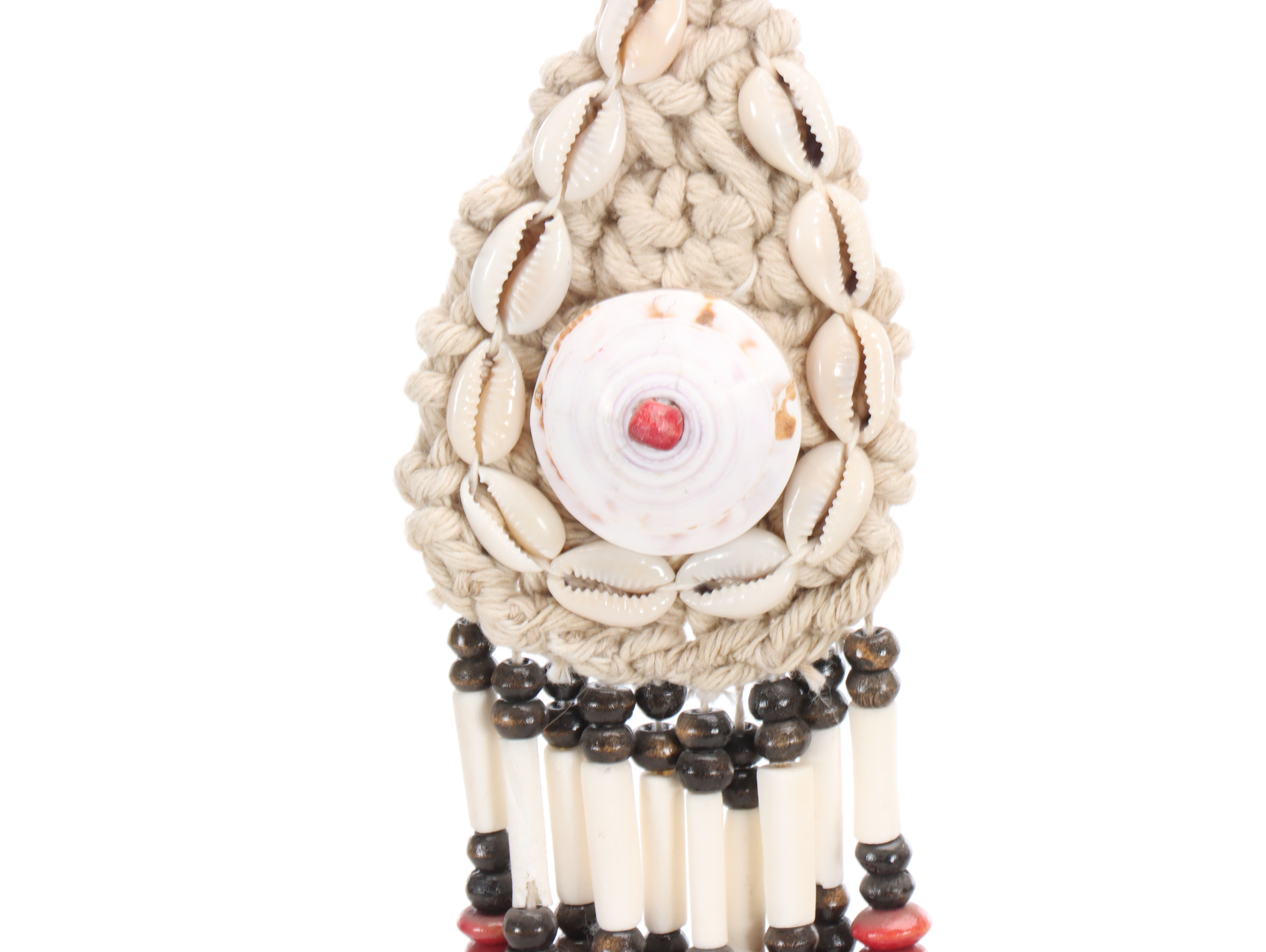 Papua New Guinea Cowrie Shell Necklace with Other Mounted Wood Carving