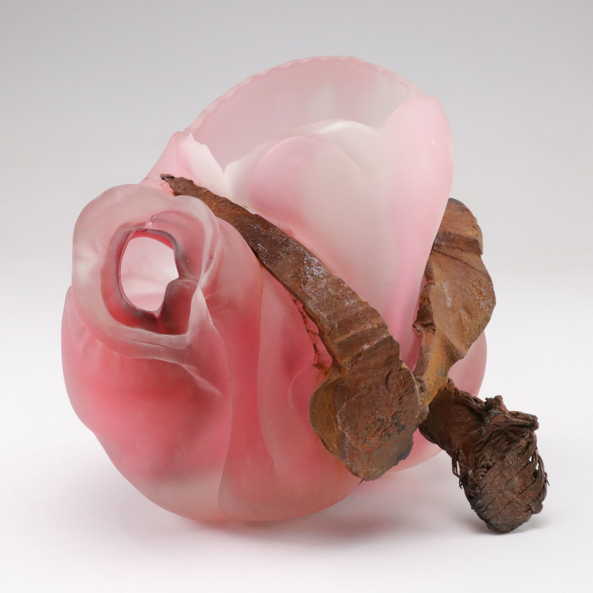 Patrick Morrissey Handblown Art Glass Sculpture with Metal Welding, 1995