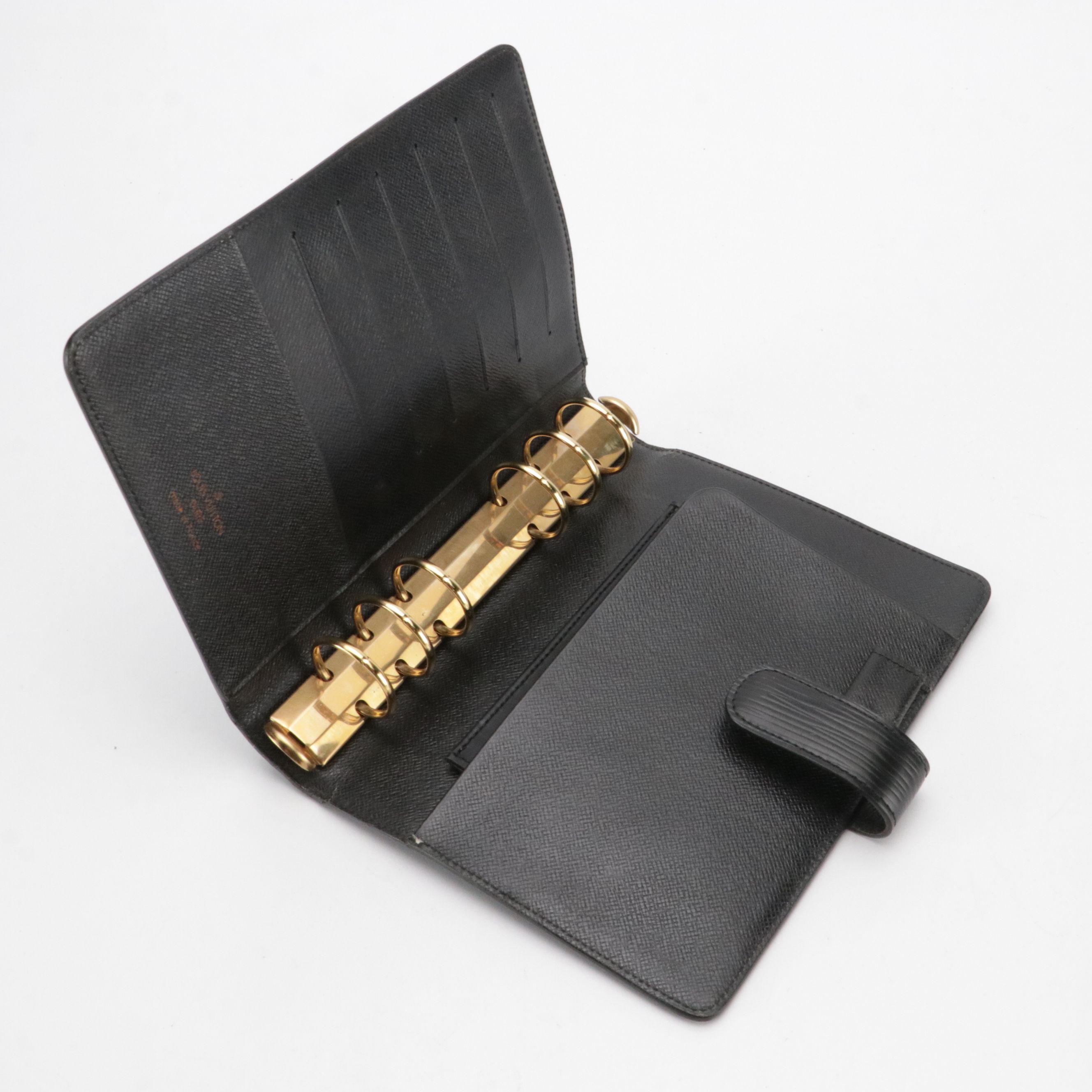 Louis Vuitton Medium Six-Ring Agenda Cover in Black Epi Leather