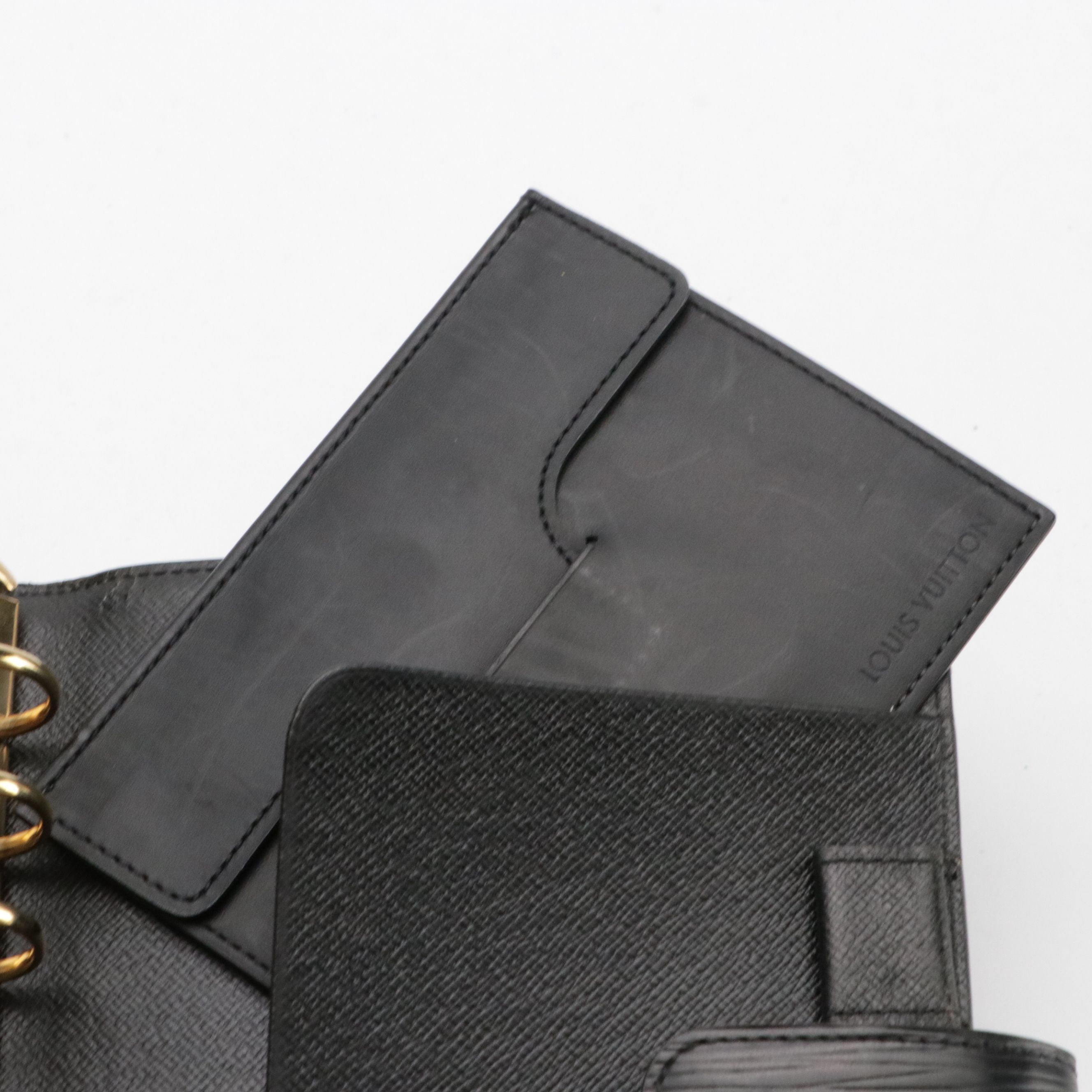 Louis Vuitton Medium Six-Ring Agenda Cover in Black Epi Leather