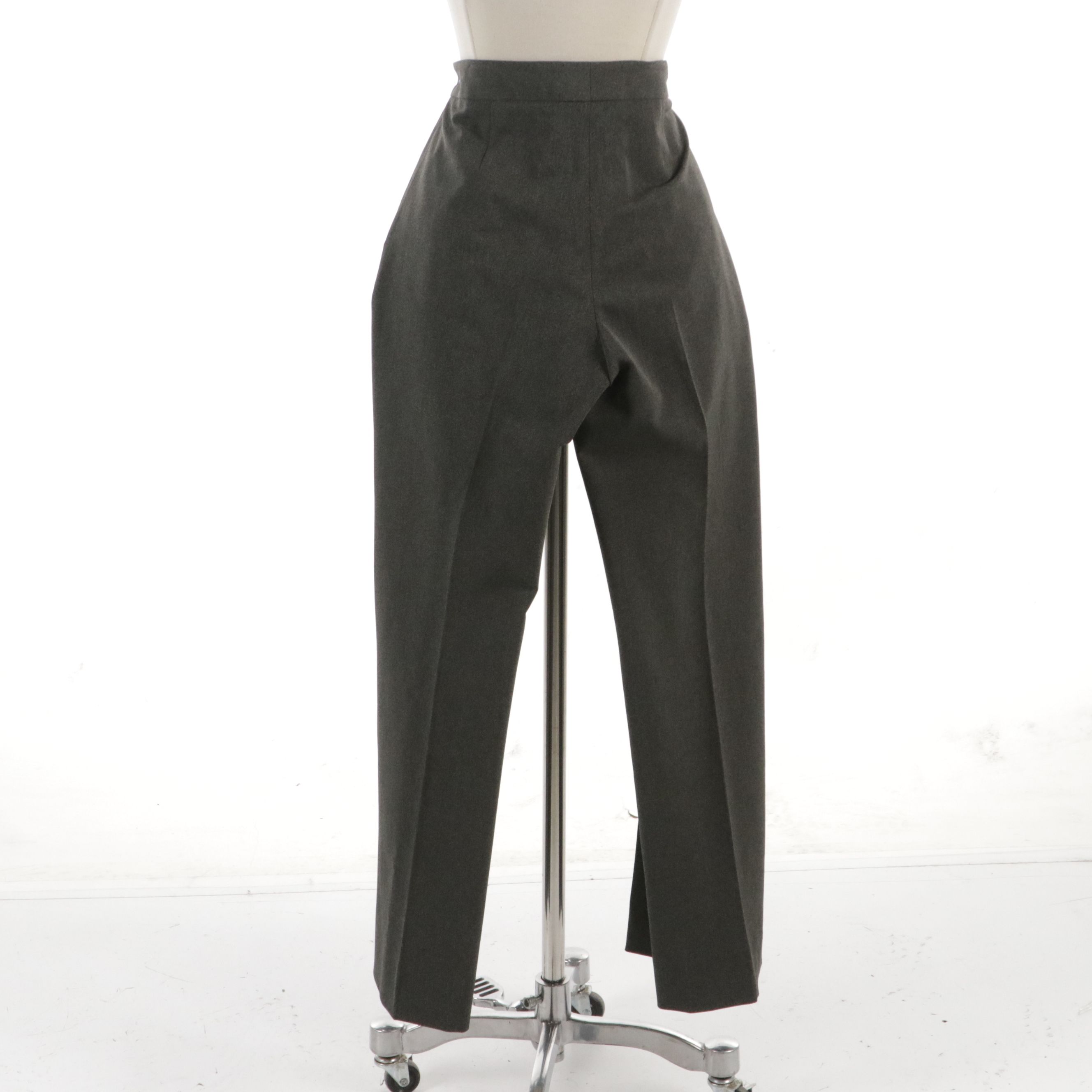 Prada Grey Wool Blend Flat-Front Trousers