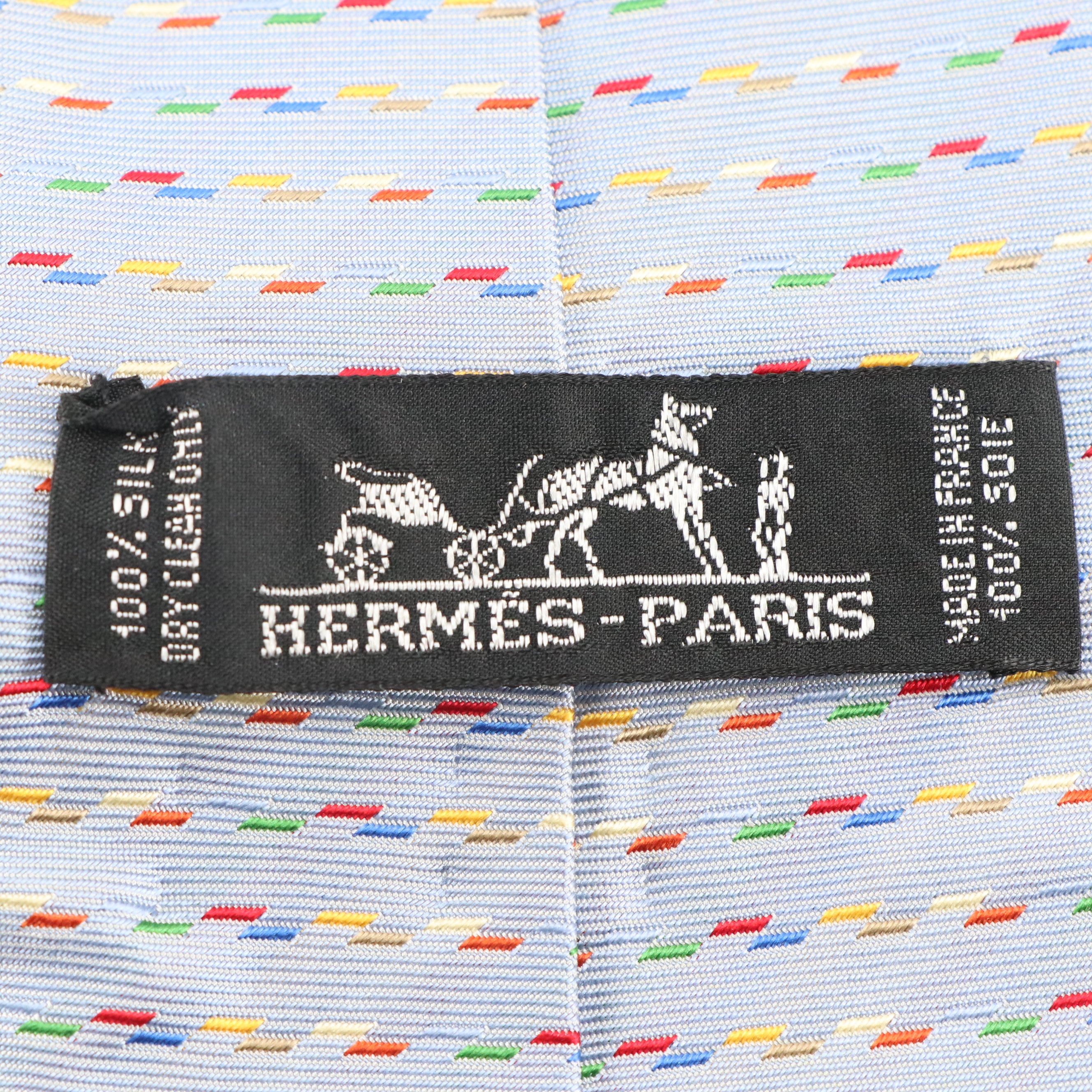 Hermès Multicolor Micro-Pattern Necktie in Silk Jacquard