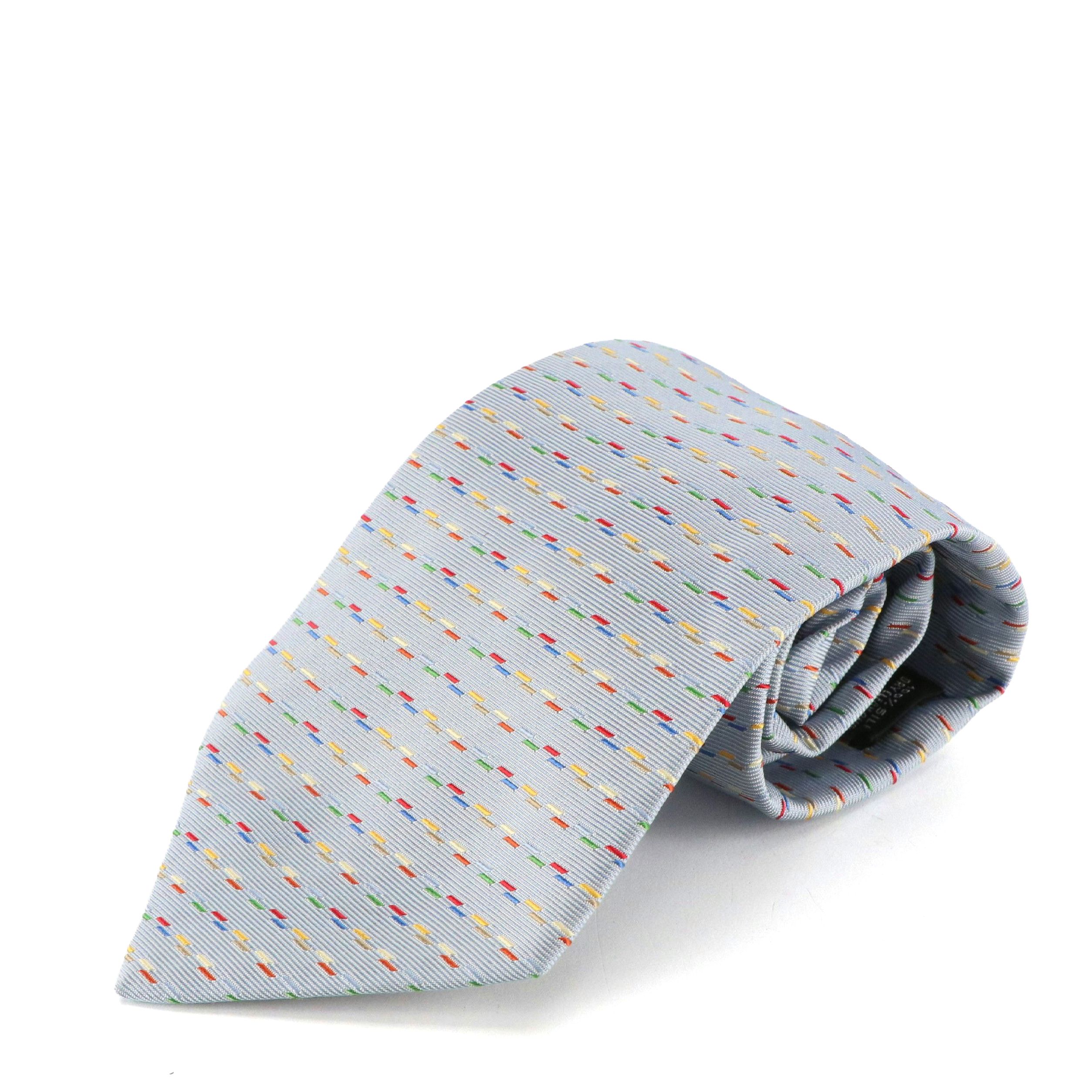 Hermès Multicolor Micro-Pattern Necktie in Silk Jacquard