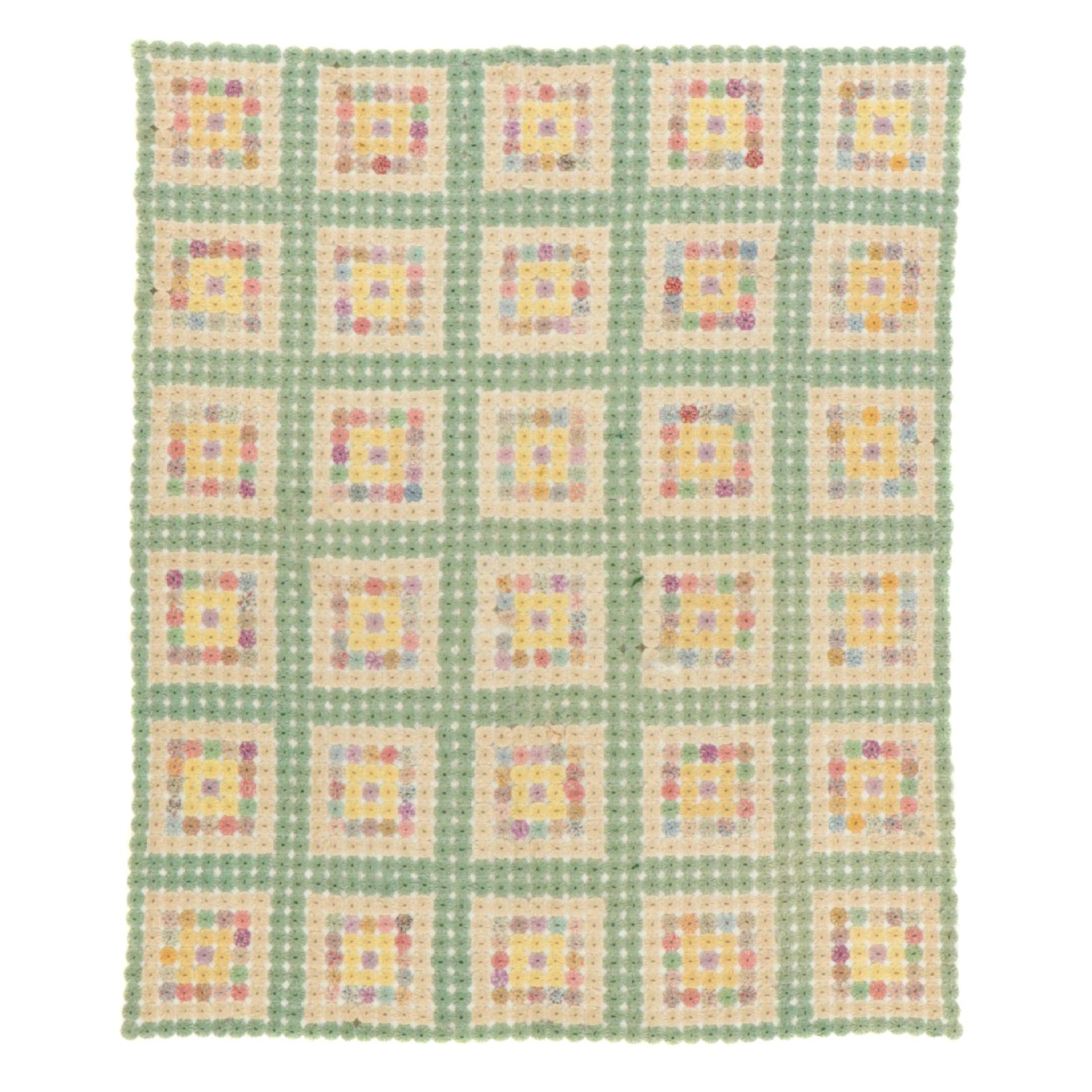 Hand-Stitched "Yo-Yo" Pastel Quilt