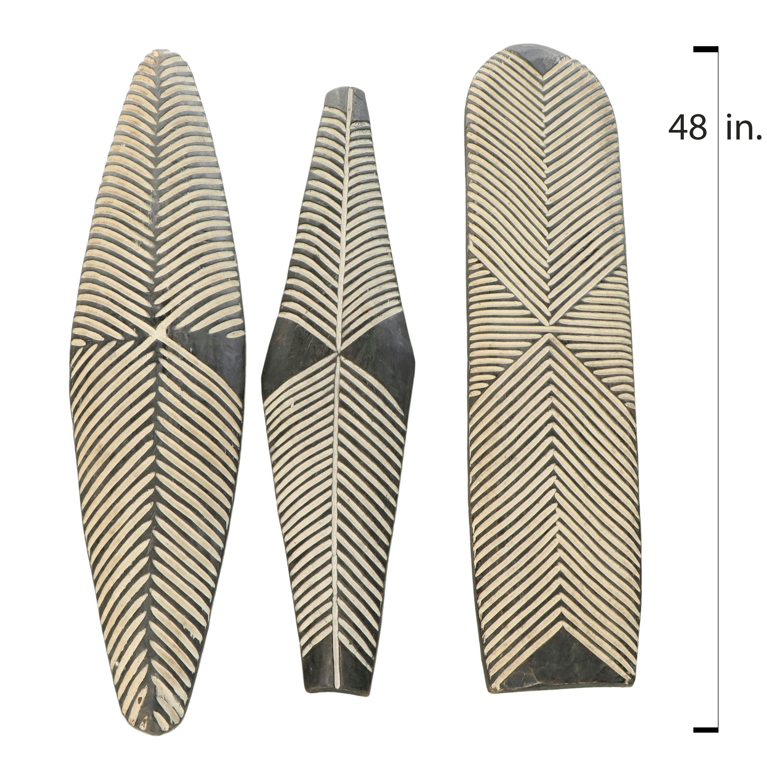 Three Cameroon Bamileke Carved Wood Long Shields