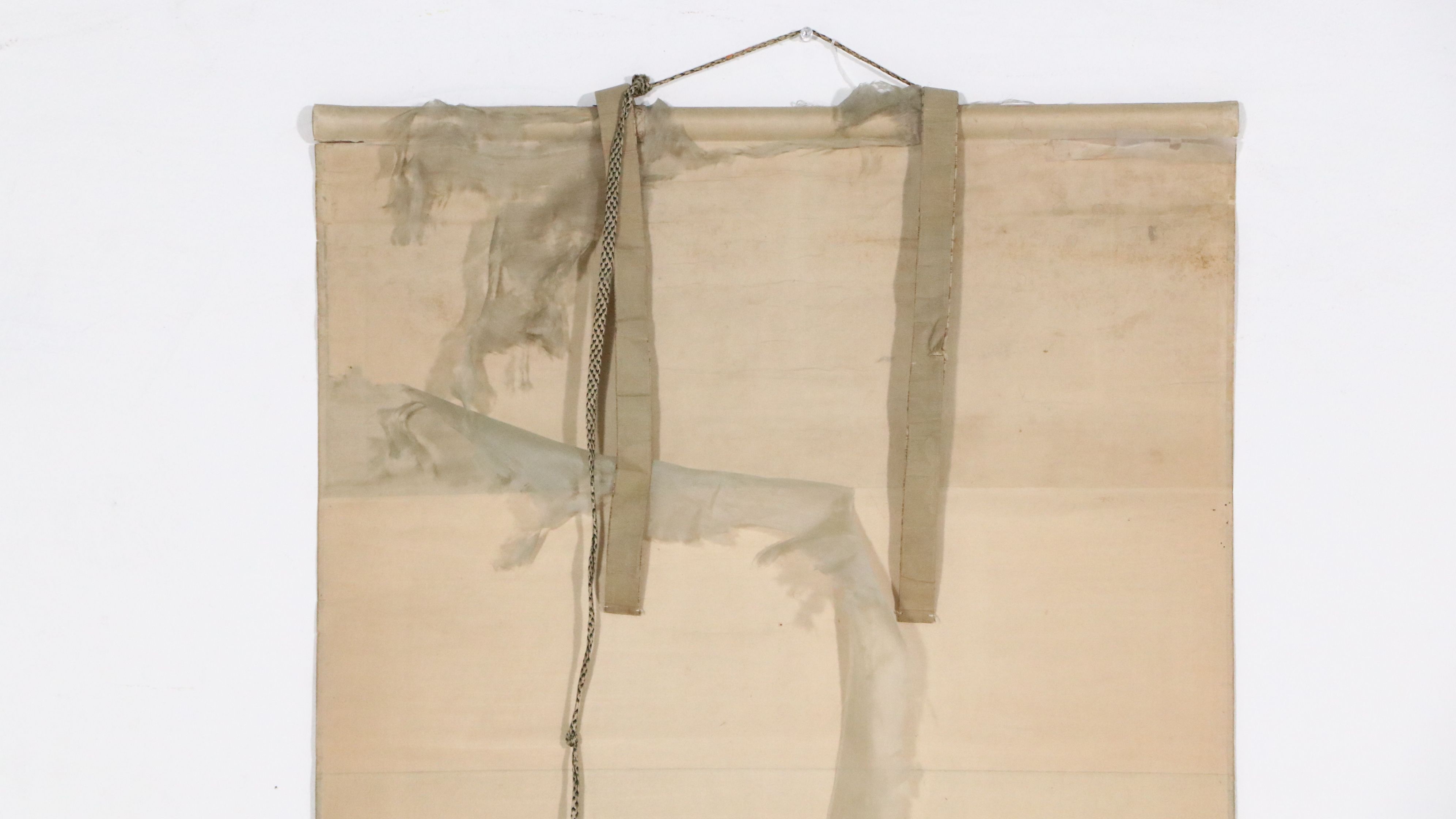 Japanese Ink and Watercolor Scroll Painting of Laughing Buddha