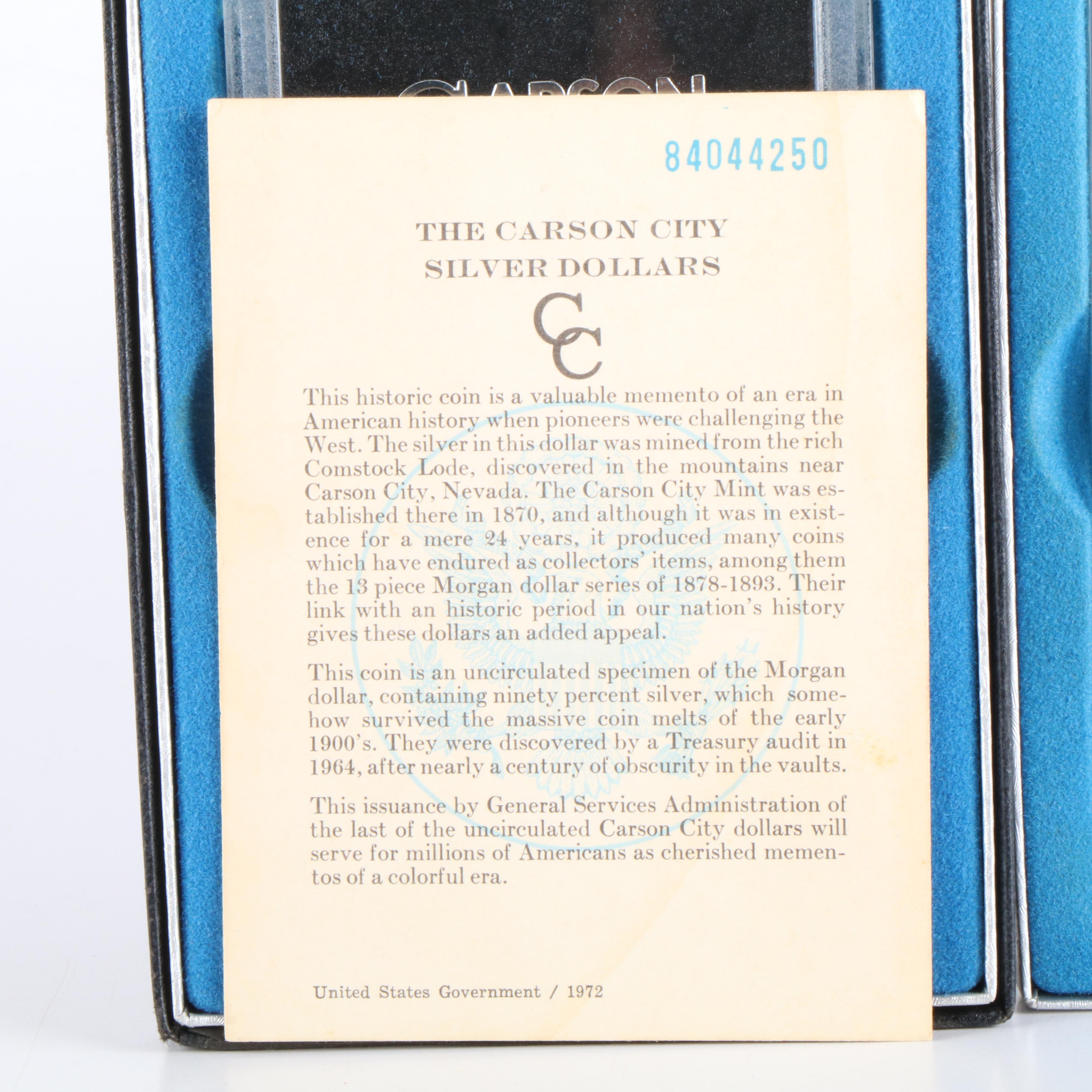 Two Uncirculated 1884-CC GSA Morgan Silver Dollars