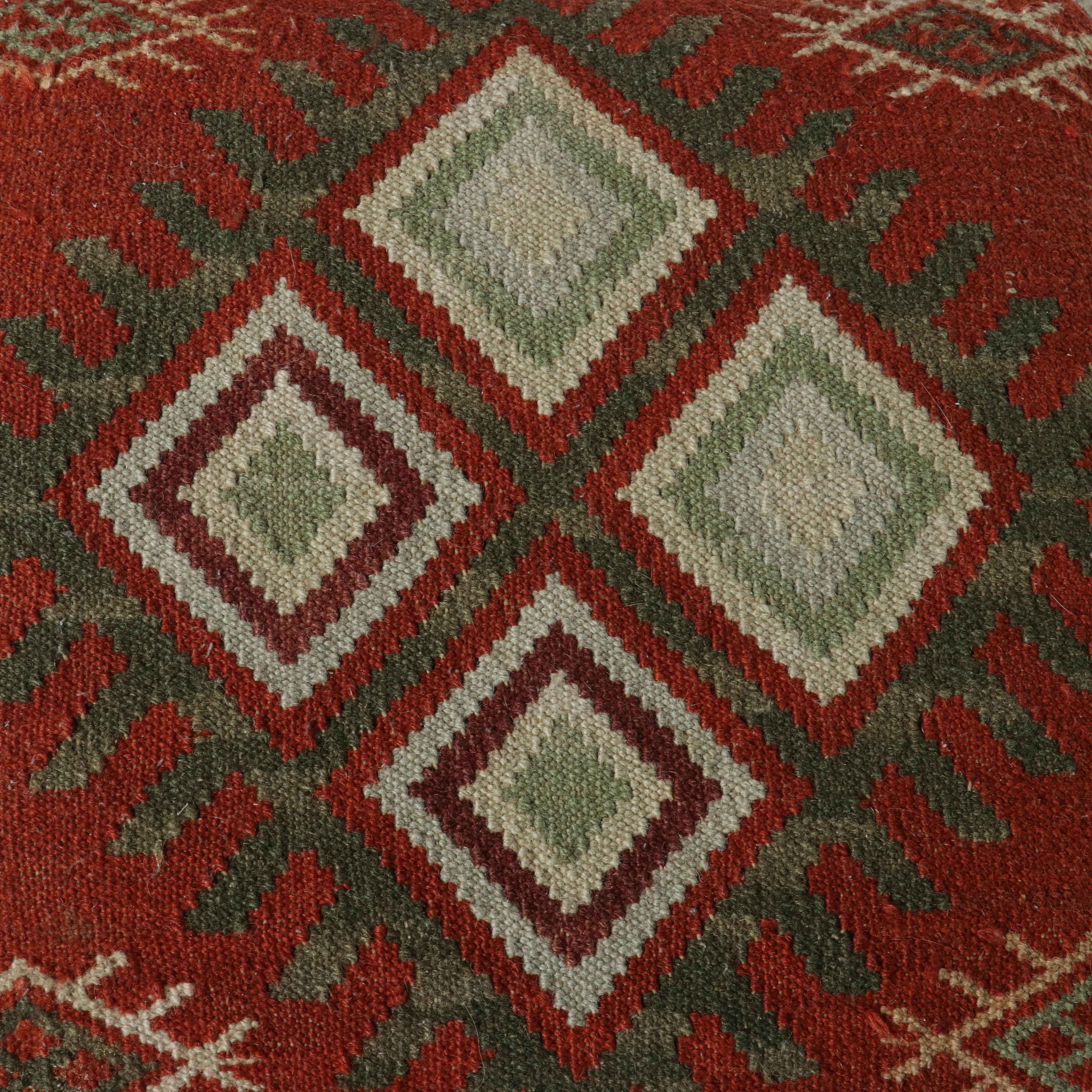 Pair of Geometric Kilim-Upholstered Cube Ottomans