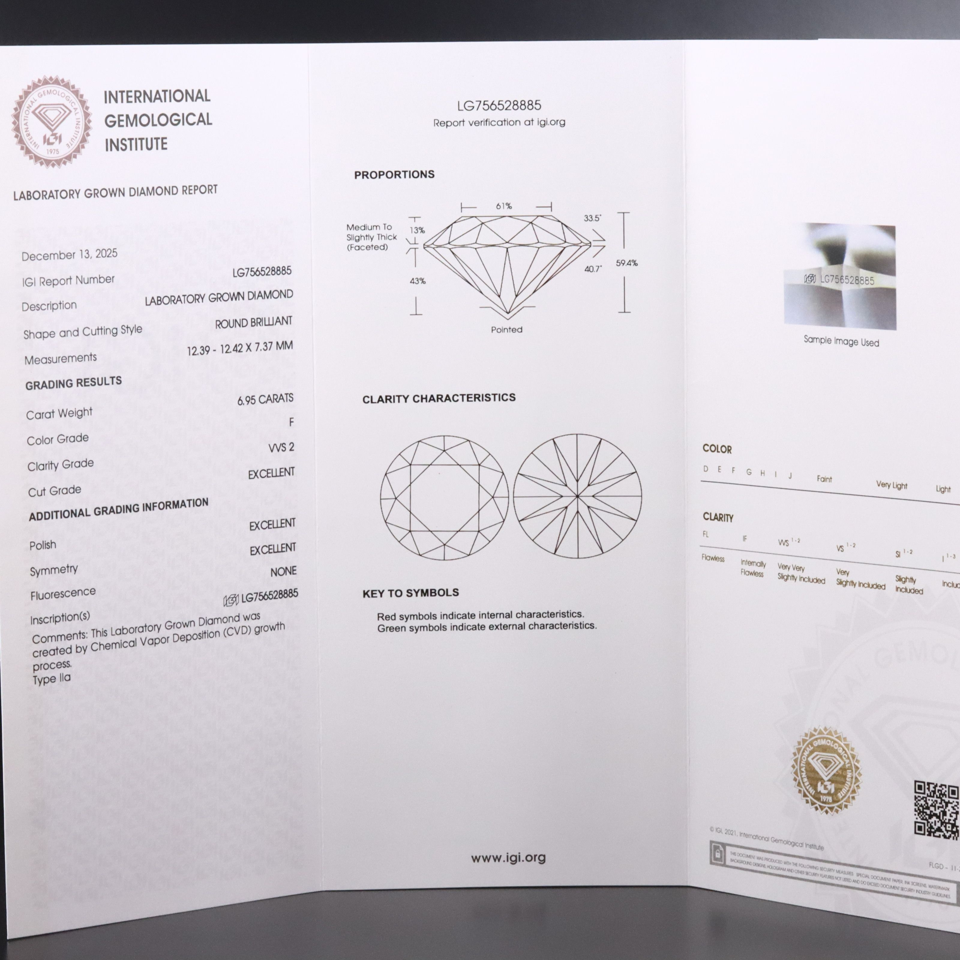 Platinum 6.95 CT Lab Grown Diamond Solitaire Ring with IGI Report