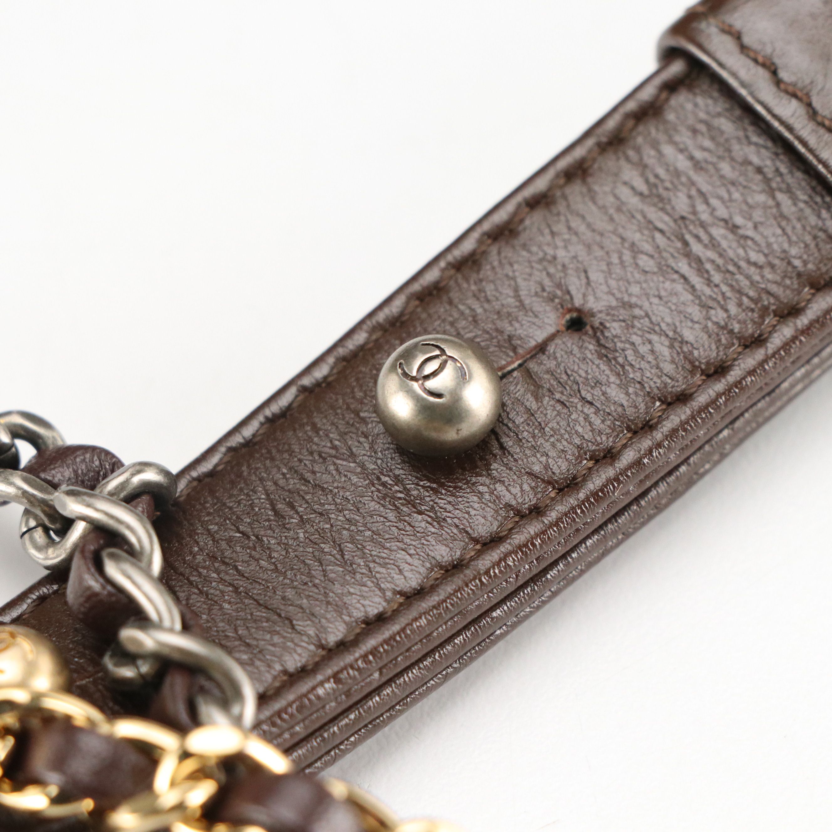 Chanel Gabrielle Diamond-Stitched Chain Strap Hobo Bag in Blue & Brown Leather