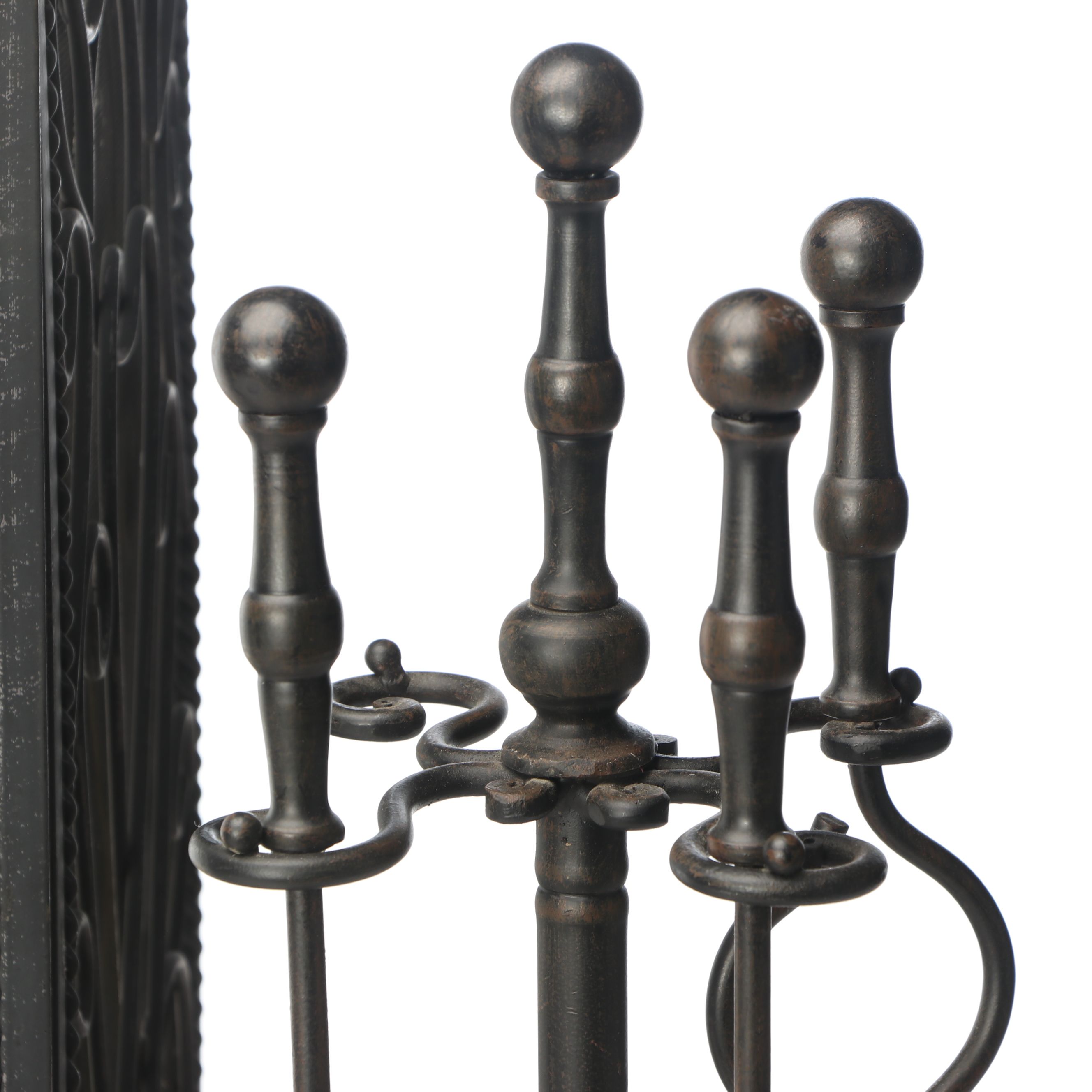 Fireplace Screen with Iron Fireplace Tool Set