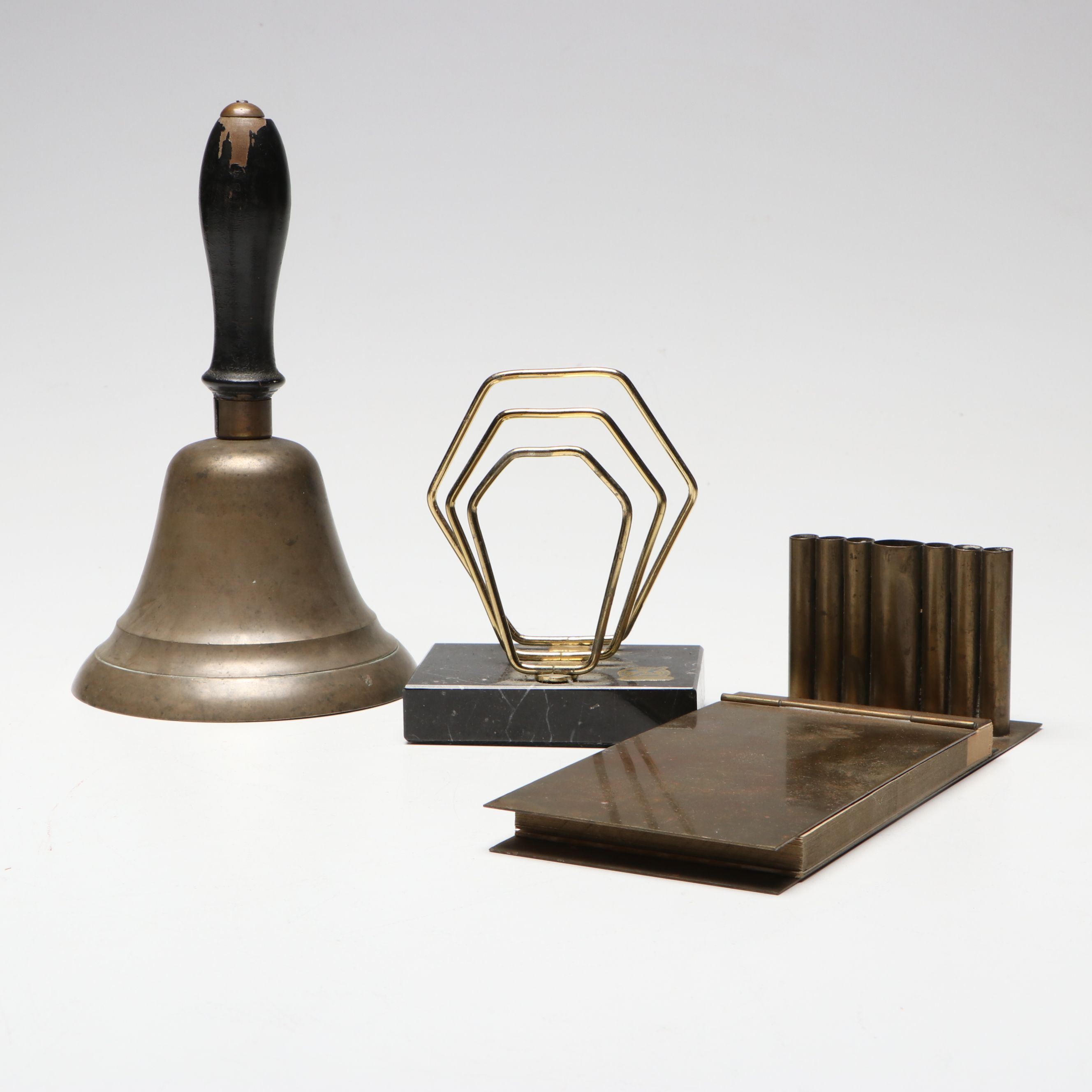 Bebsco Hinged Brass Book Box with Date Keeper, Bell and Other Office Décor