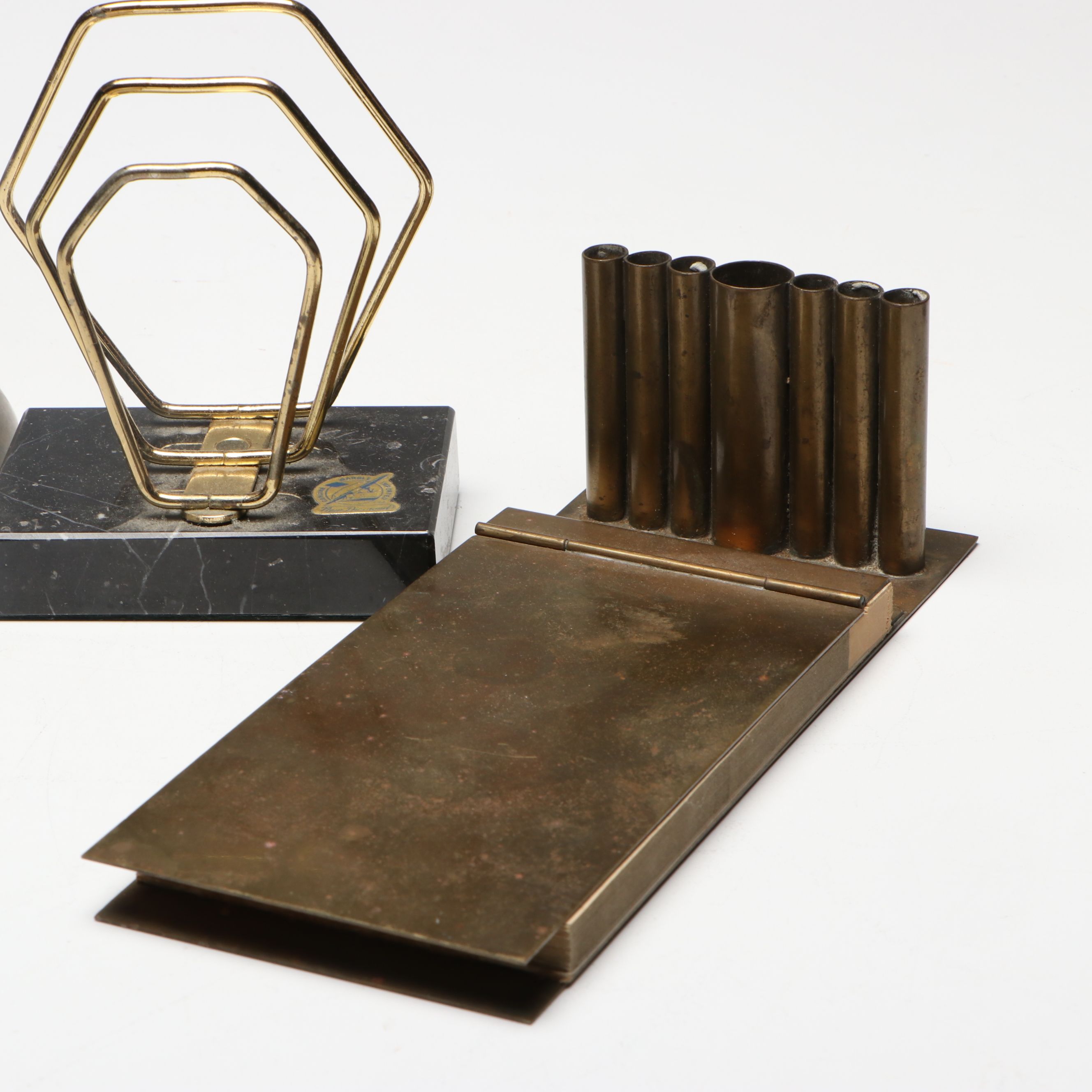 Bebsco Hinged Brass Book Box with Date Keeper, Bell and Other Office Décor