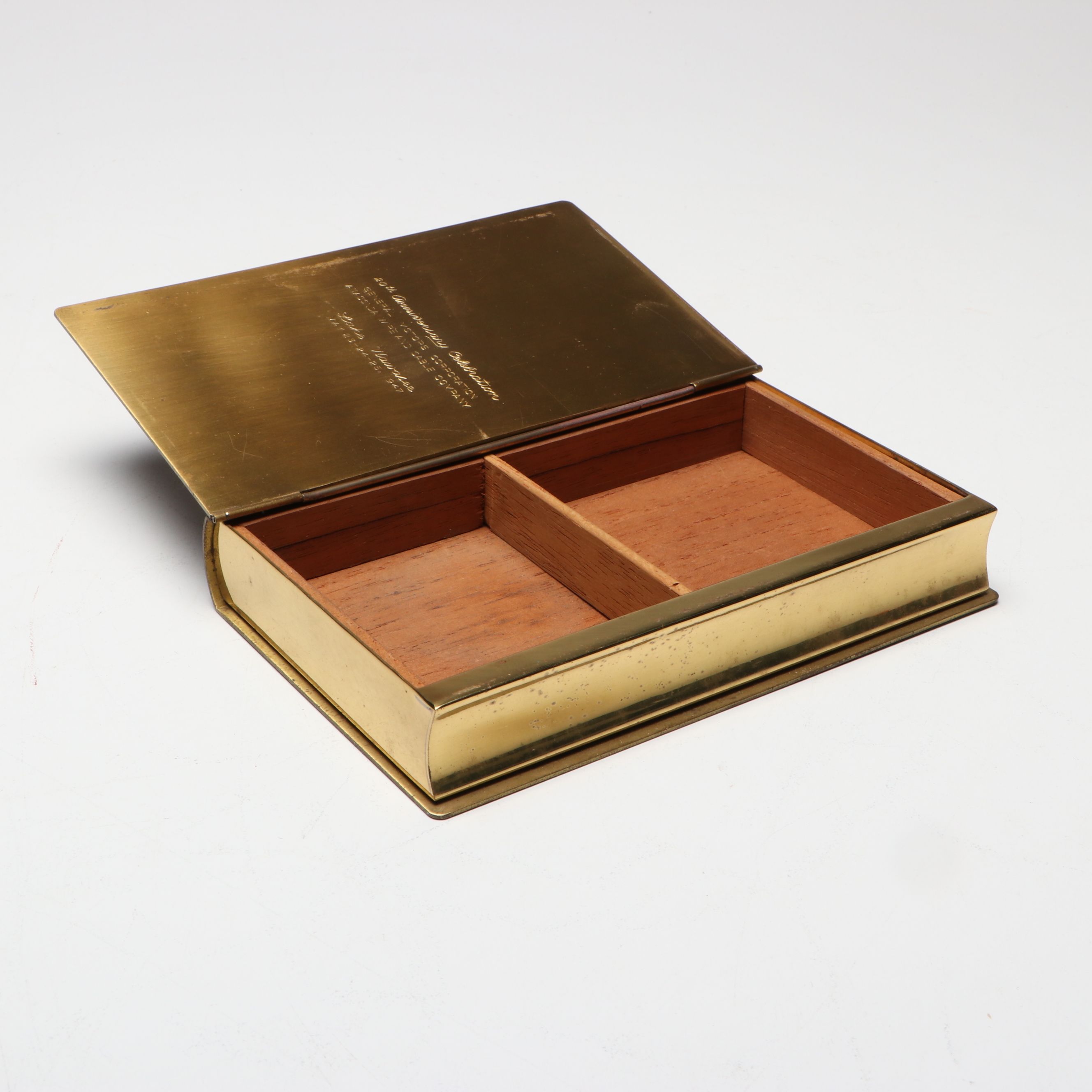 Bebsco Hinged Brass Book Box with Date Keeper, Bell and Other Office Décor