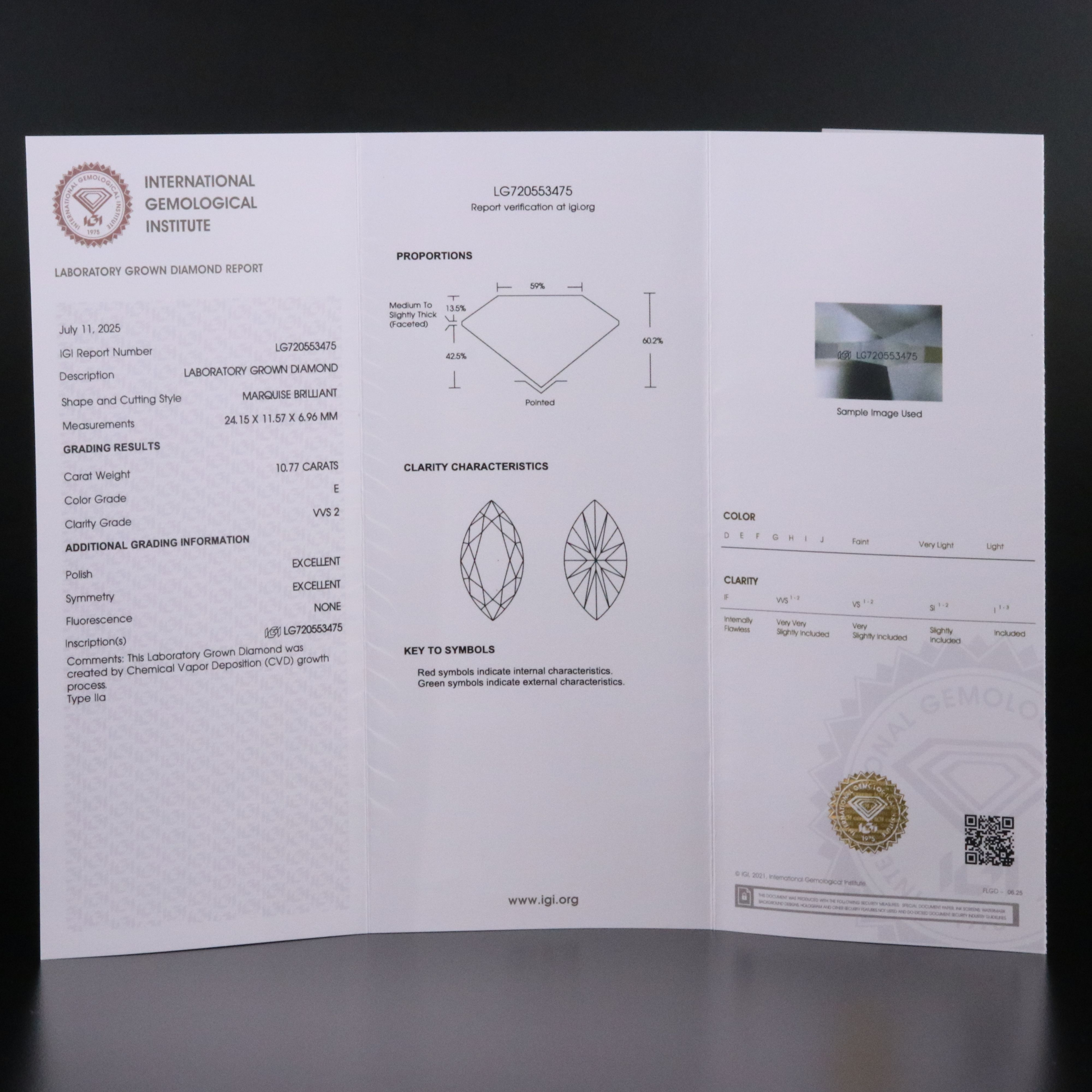 Platinum 10.77 CT Lab Grown Diamond Solitaire Ring with IGI Report