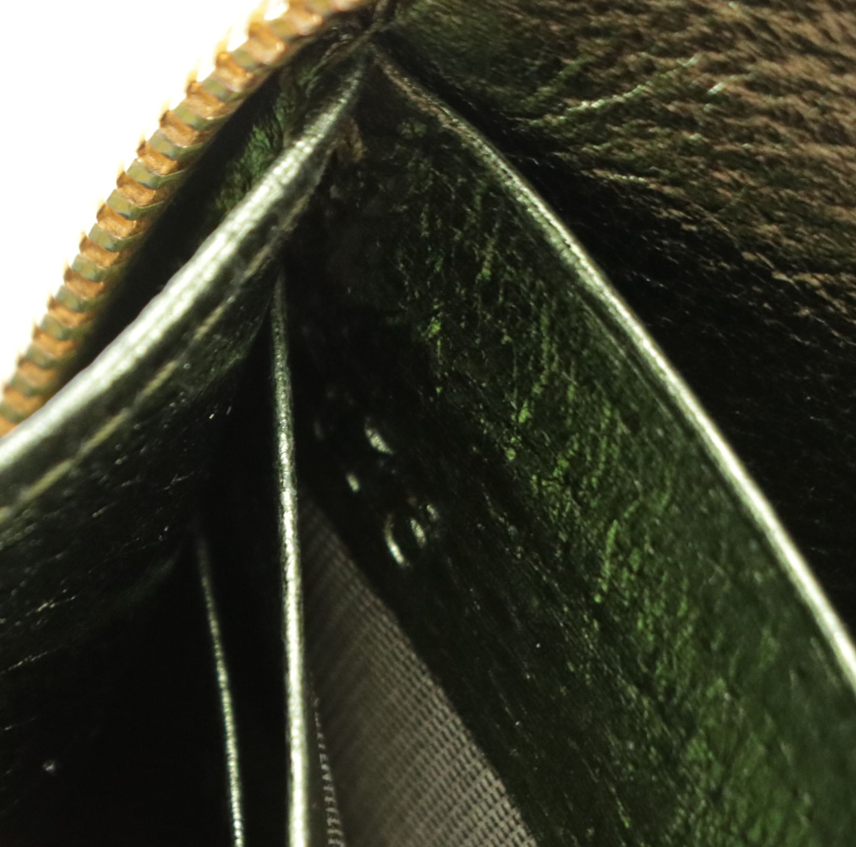 Prada Zip-Around Wallet in Kiwi Green Metallic Cinghiale Leather, With Box