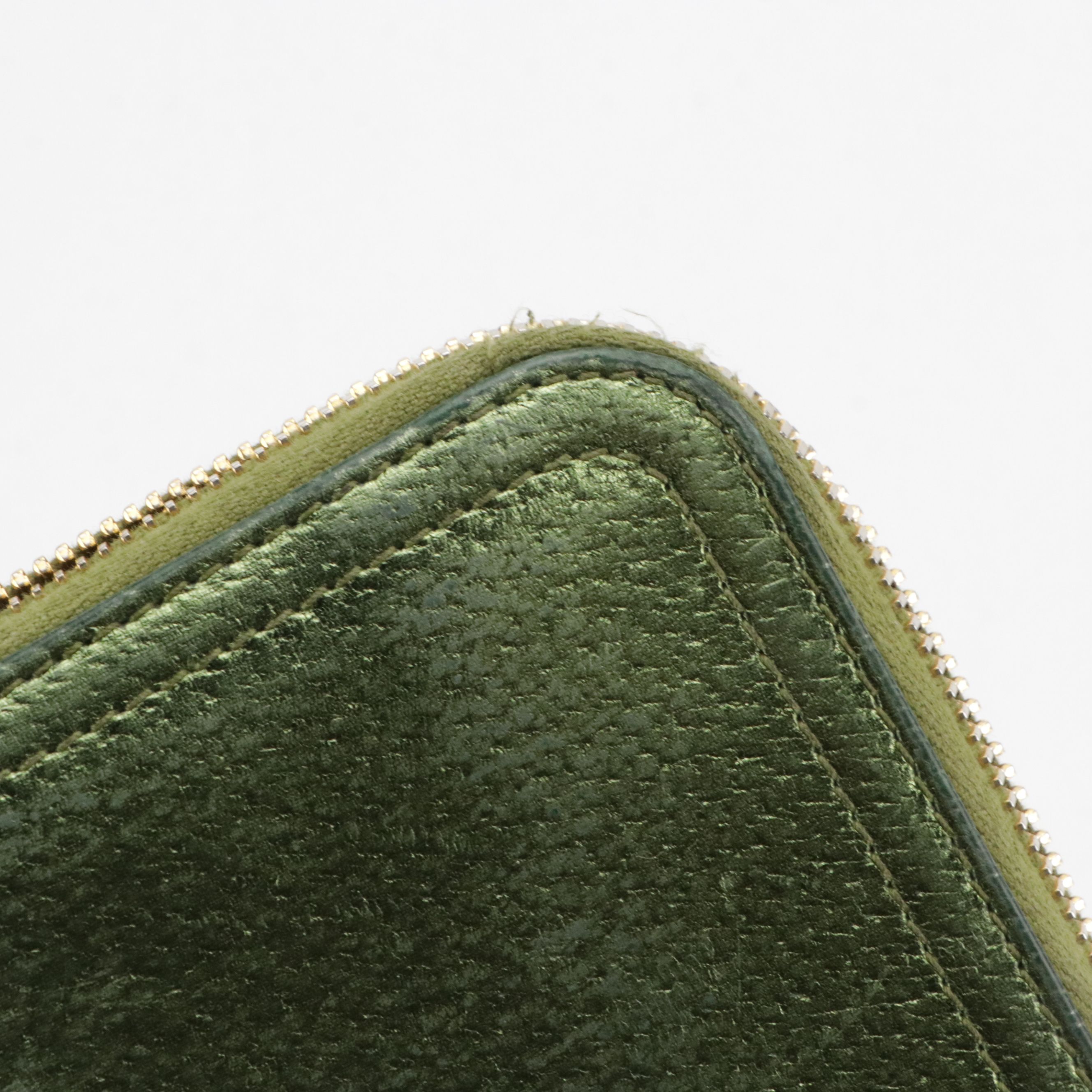 Prada Zip-Around Wallet in Kiwi Green Metallic Cinghiale Leather, With Box