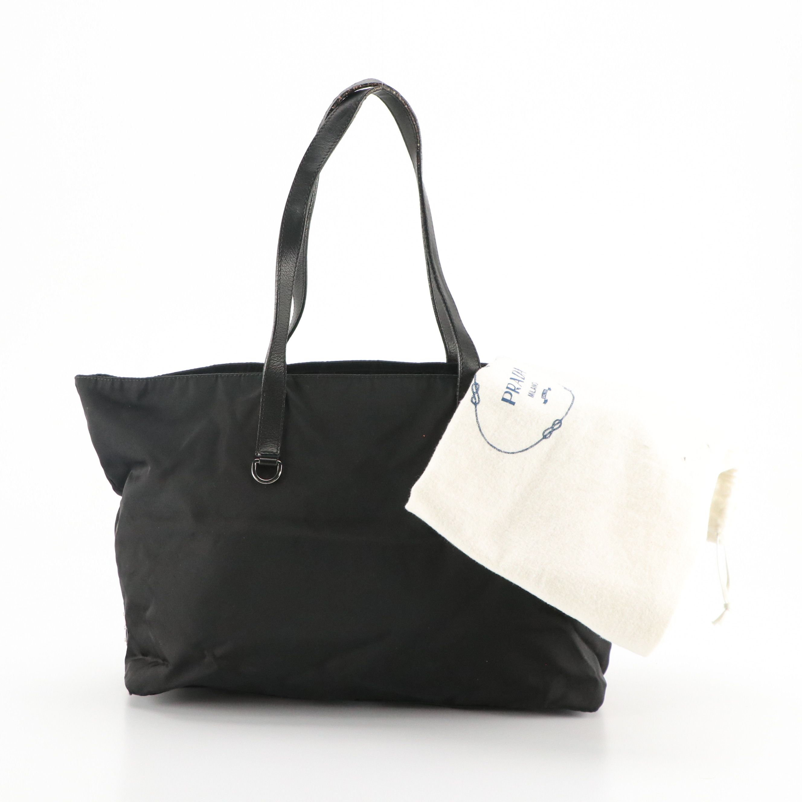 Prada Zip Tote Bag in Black Tessuto Nylon and Leather
